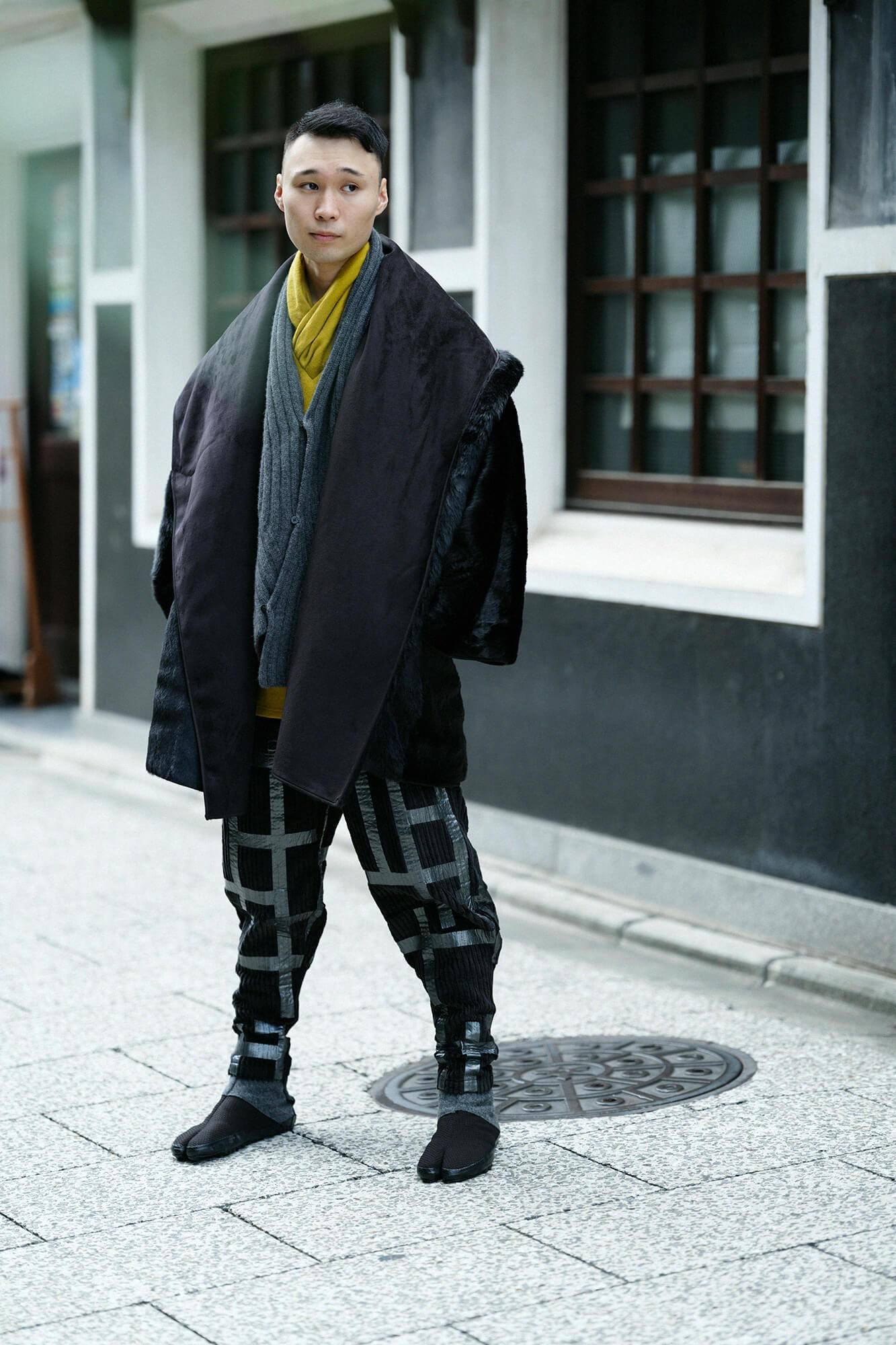 粘贴大师服装地下室塔比，蟒蛇/深灰X sashiko，湿羽毛颜色（不锈钢）