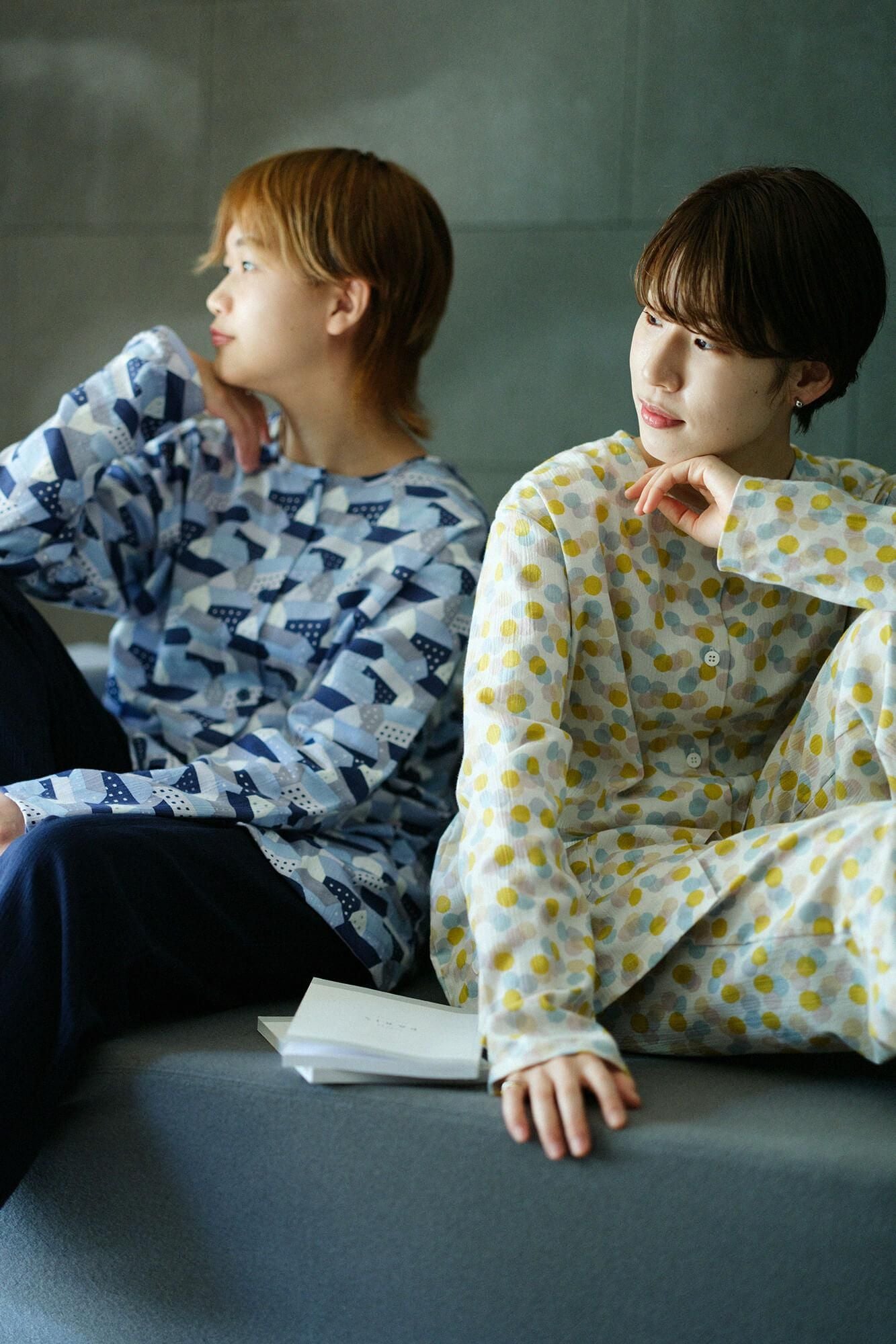 【网络限定】高島縮棉 20/20 女裝 圆领 圖案紋樣居家服／玻璃珠