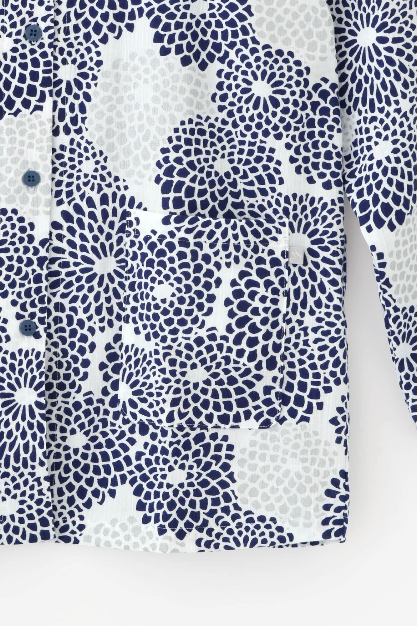 【网络限定】高島縮棉 20/20 女裝 圆领 圖案紋樣居家服／全菊 清風