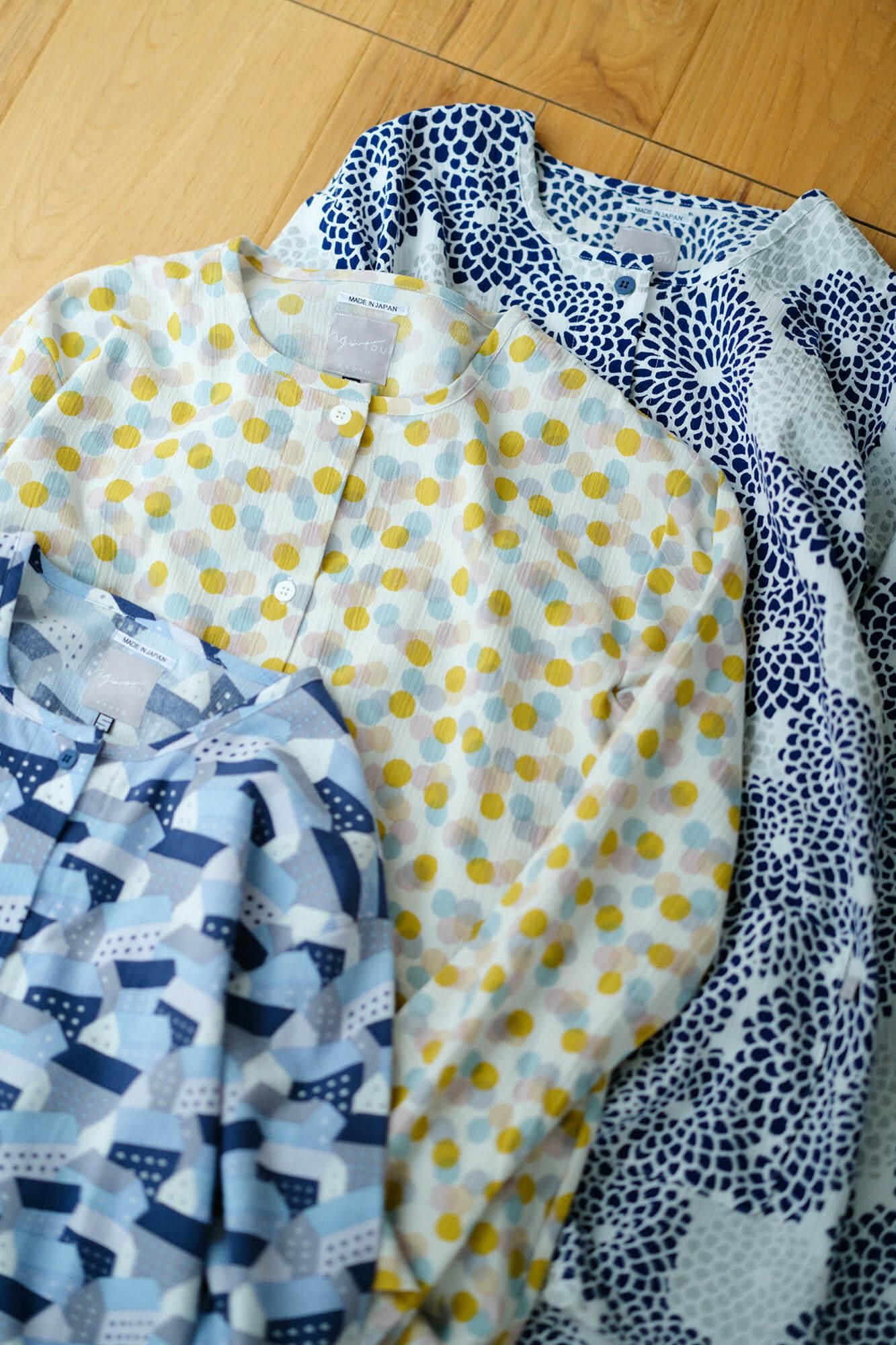 【网络限定】高島縮棉 20/20 女裝 圆领 圖案紋樣居家服／全菊 清風