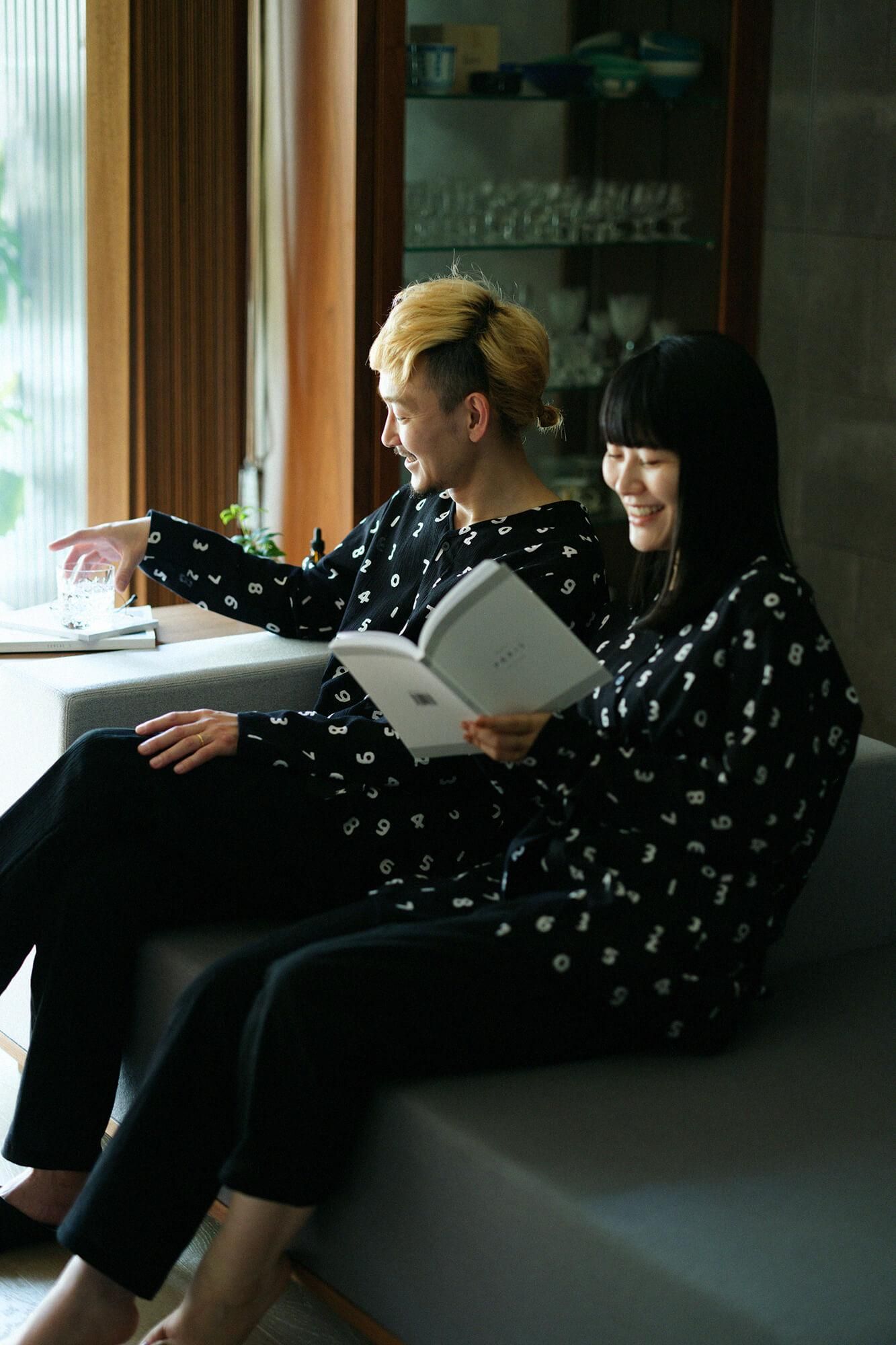 高島縮棉 20/20 圖案紋樣居家服／SO-SU-U十數 黑色×黑色