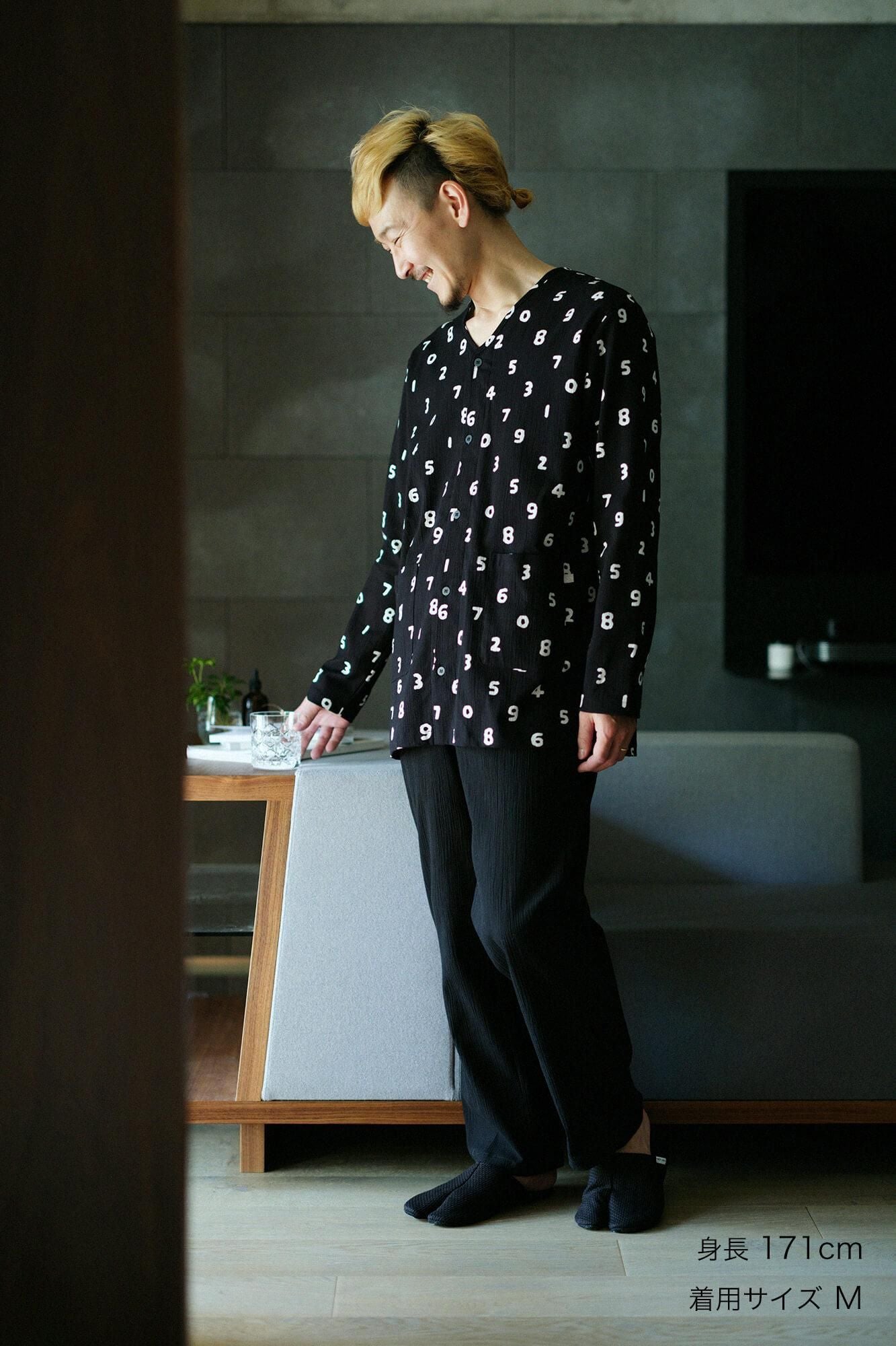 高島縮棉 20/20 圖案紋樣居家服／SO-SU-U十數 黑色×黑色