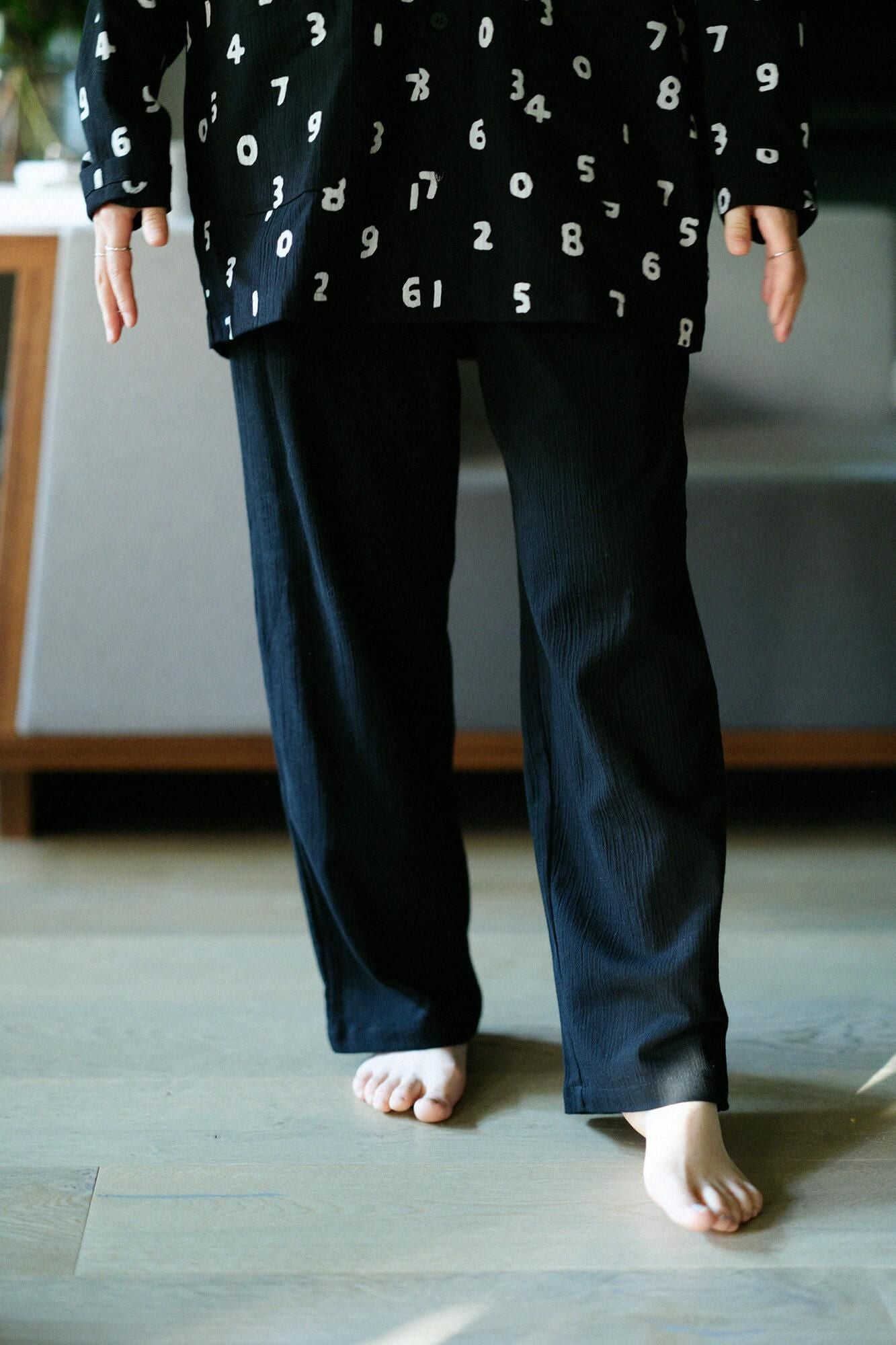 高島縮棉 20/20 圖案紋樣居家服／SO-SU-U十數 黑色×黑色