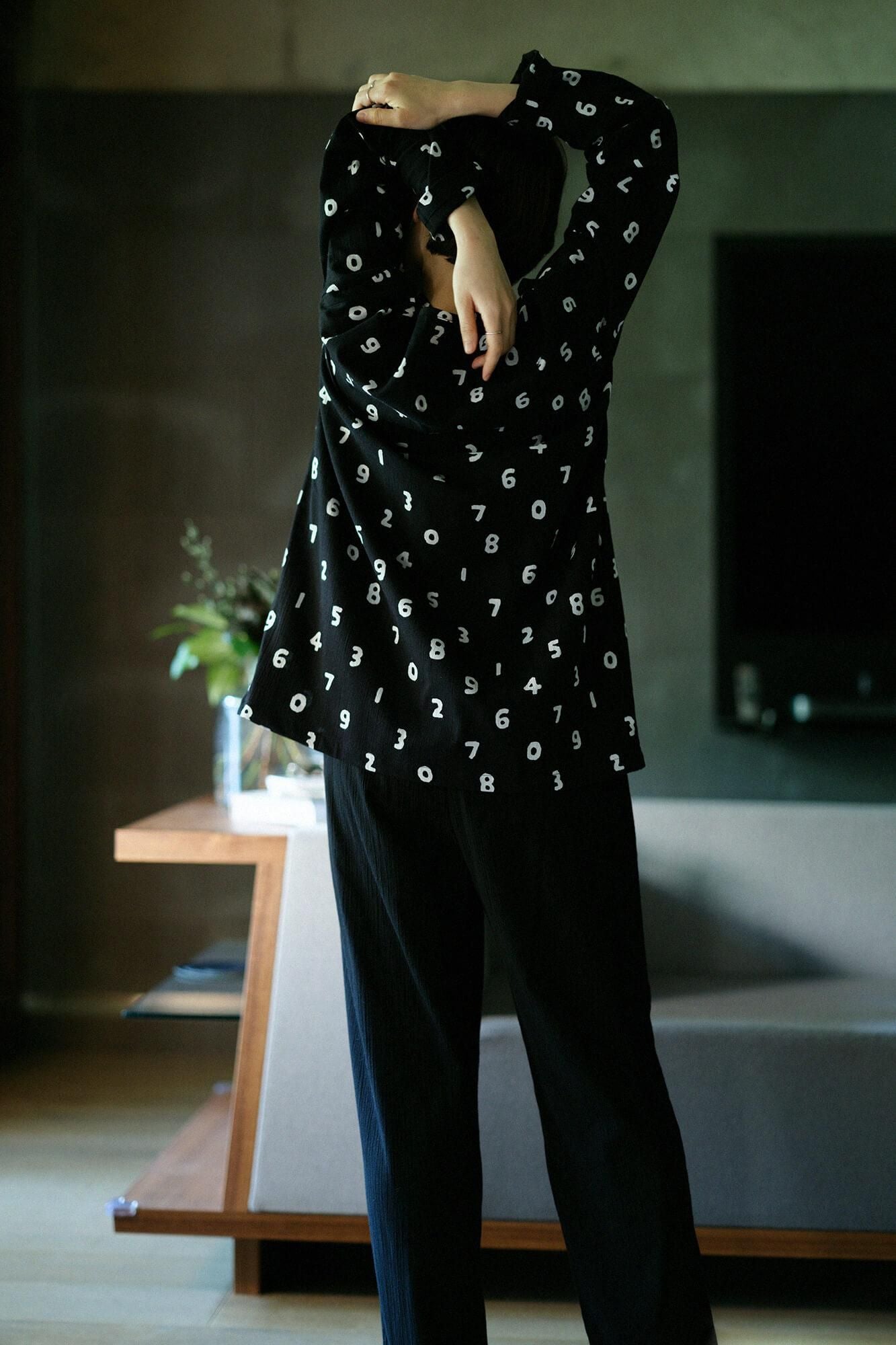 高島縮棉 20/20 圖案紋樣居家服／SO-SU-U十數 黑色×黑色