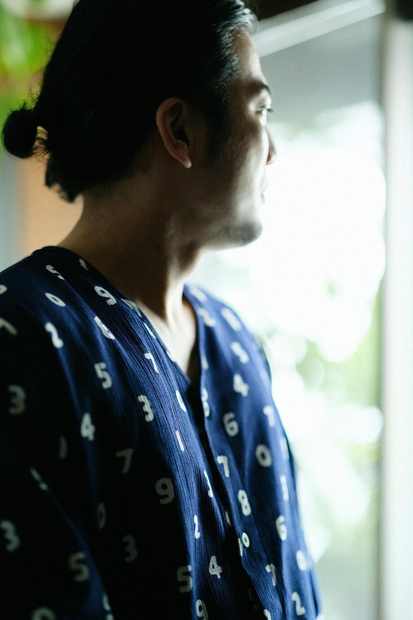 高島縮棉 20/20 圖案紋樣居家服／SO-SU-U十數 深藍色×深鉛色