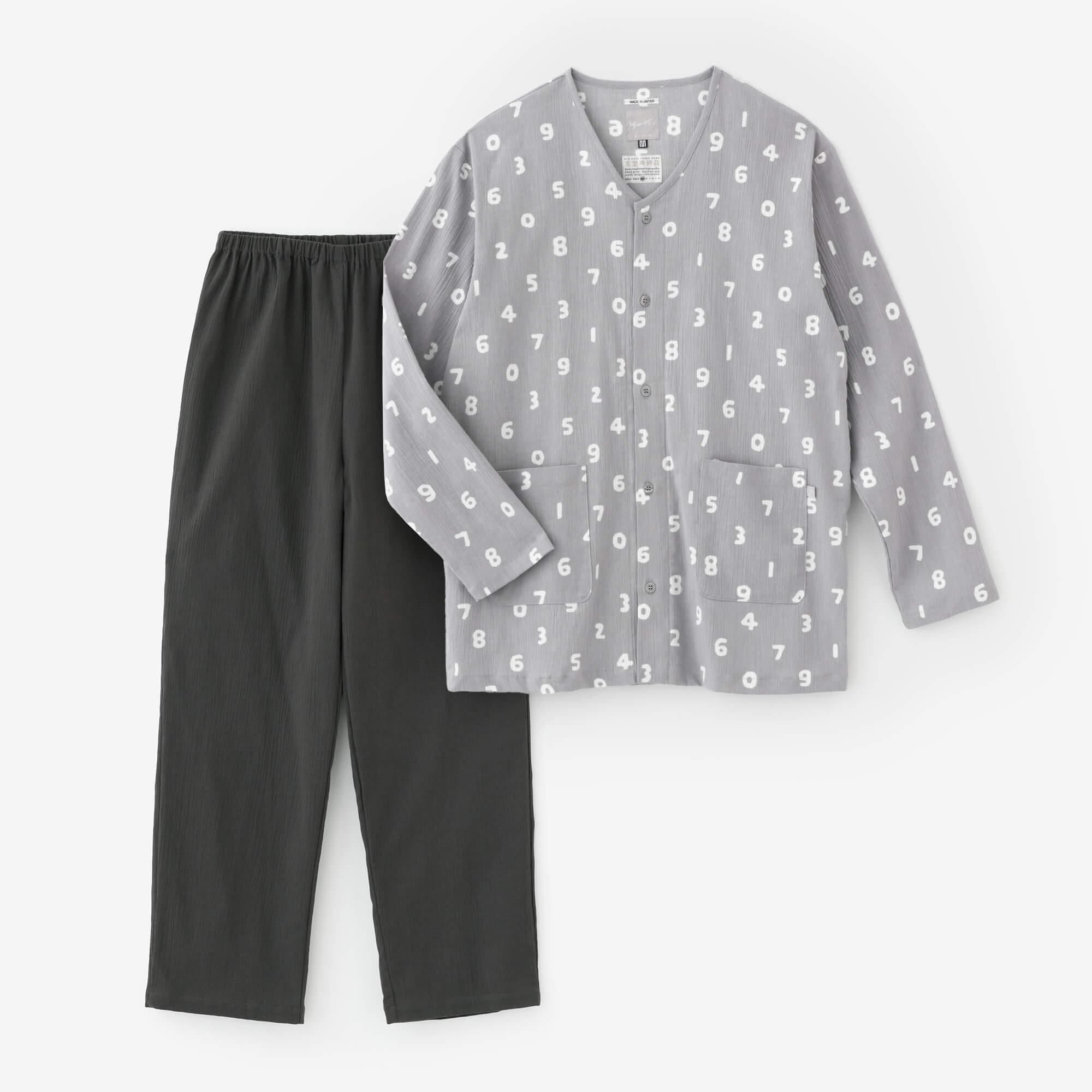 Takashima Sei 20/20 V-Neck Textile睡衣/SO-SU-U浅墨水（浅色）X深灰（Koihai）