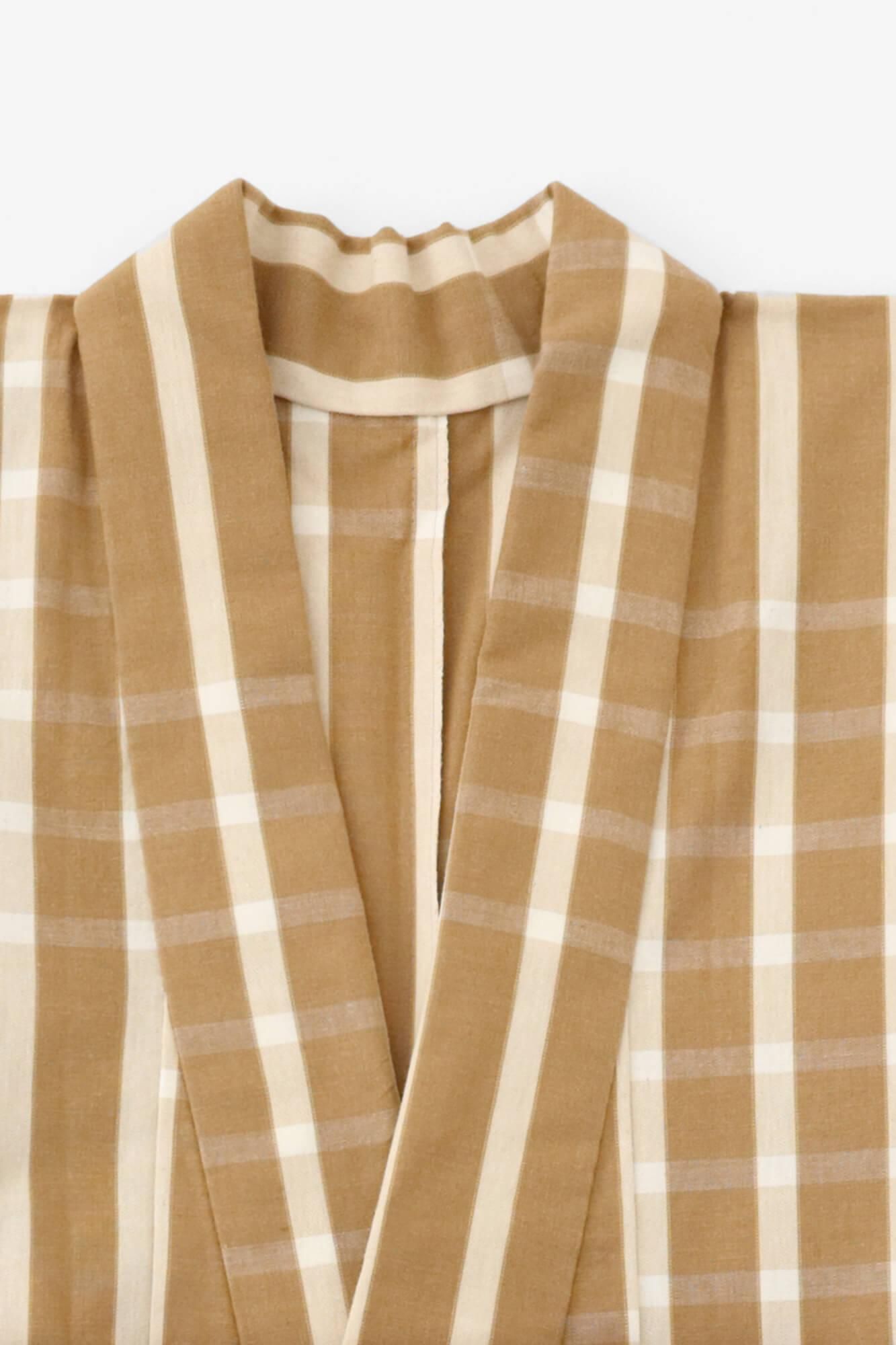 [※ Tailoration détaillée] Coton ISE (20/20) Tissu kimono / Couleur de lin en treillis à huit squish (sucré)