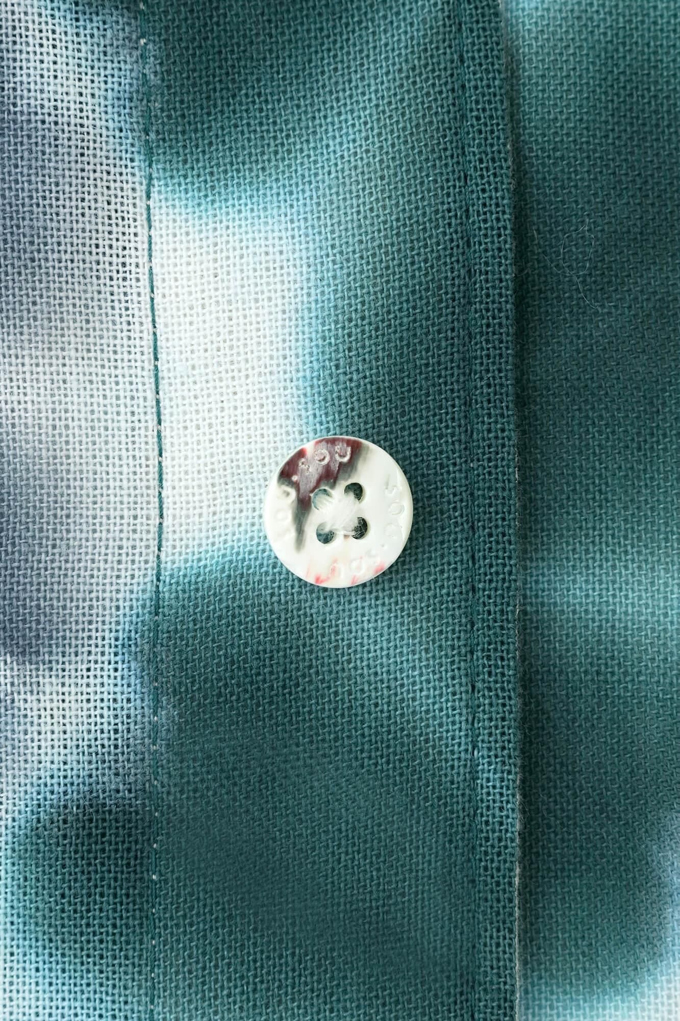 【官網限定】田端紮染知多木棉/ x文和服袖 襯衫雪花深綠色灰藍色