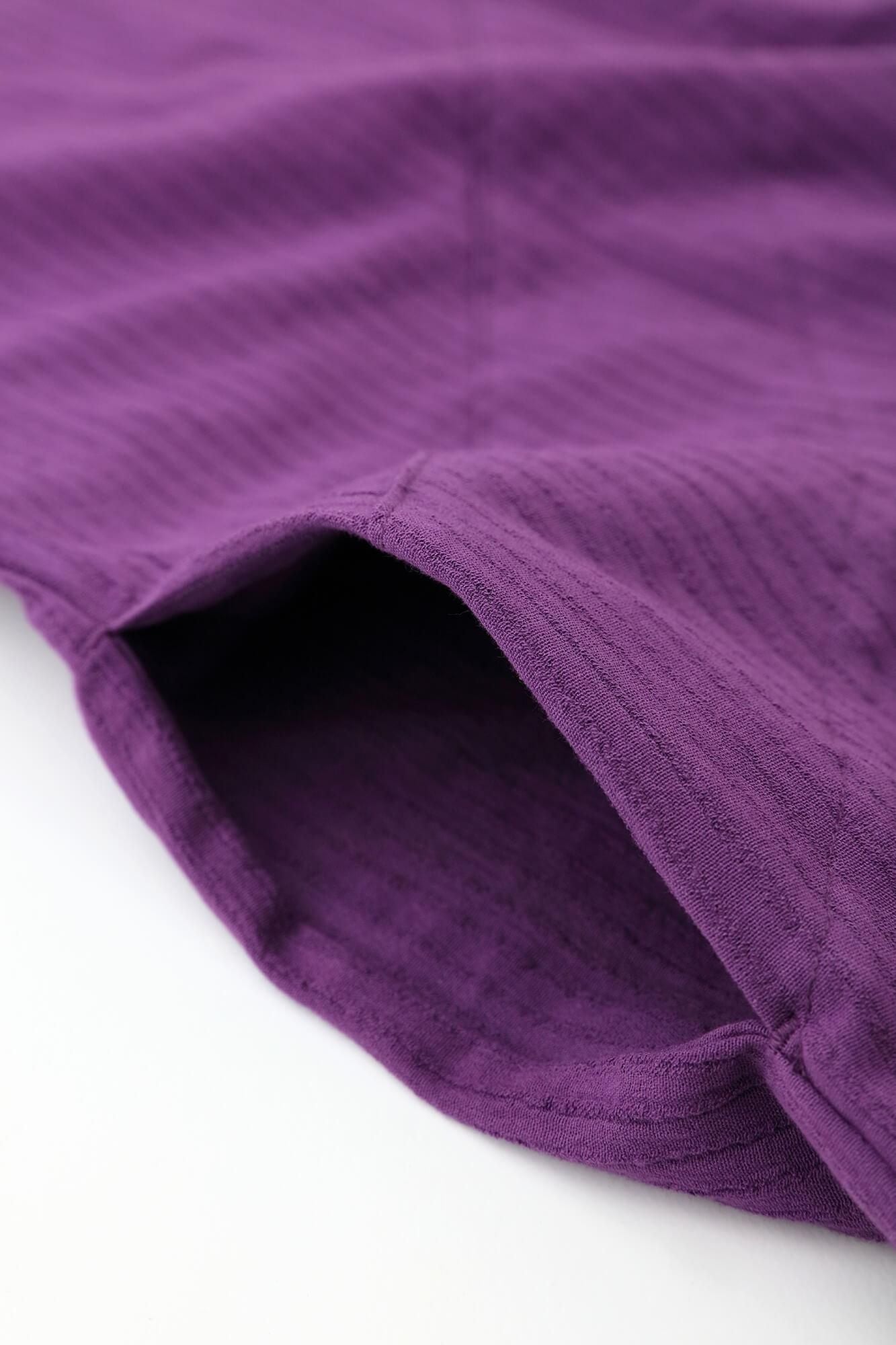 高島縮棉40/20 空羽 V領長方形洋裝 七分袖/紫羅蘭色