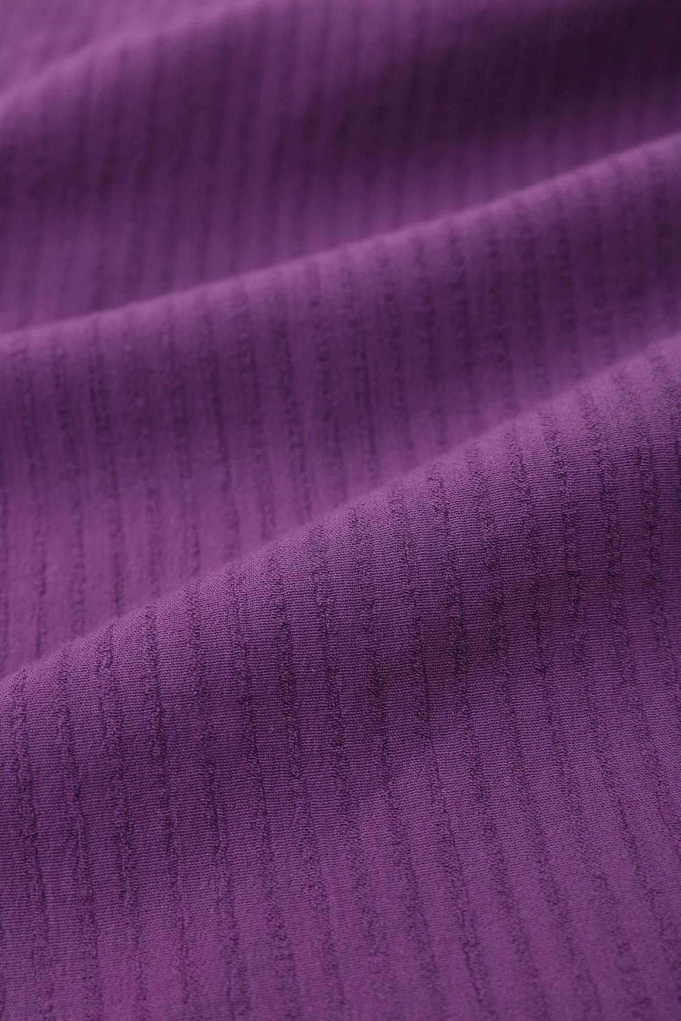 高島縮棉40/20 空羽 V領長方形洋裝 七分袖/紫羅蘭色