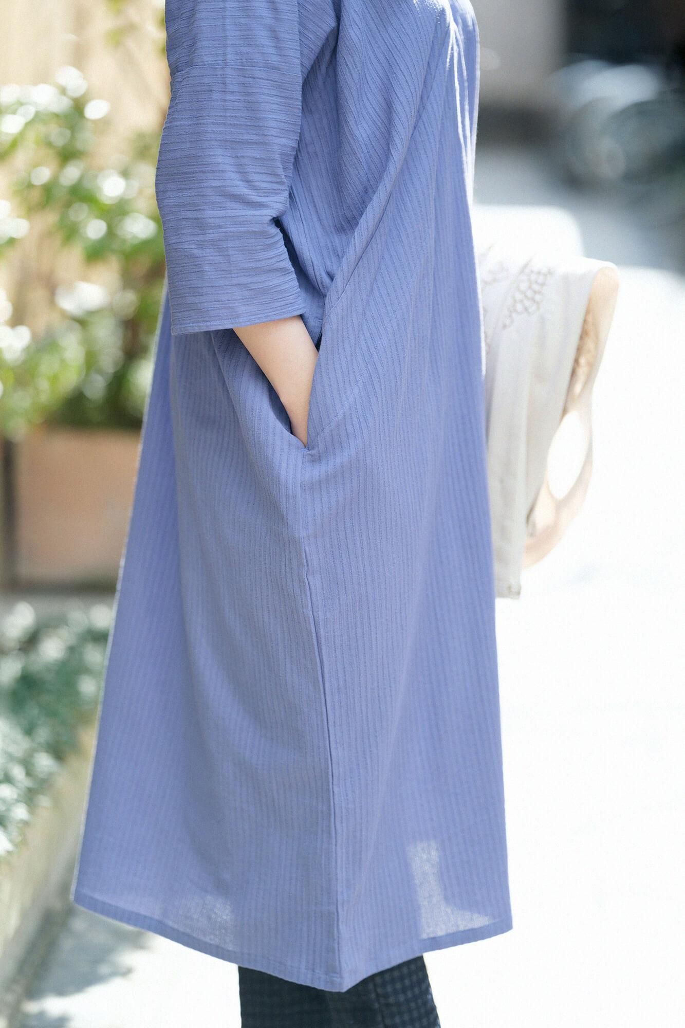 takashima chiku 40/20 akiha矩形领（Nuki Eri Chou Hokei）3/4袖/浅红色凯克天蓝色（USUBENIKAKE SORAIRO）