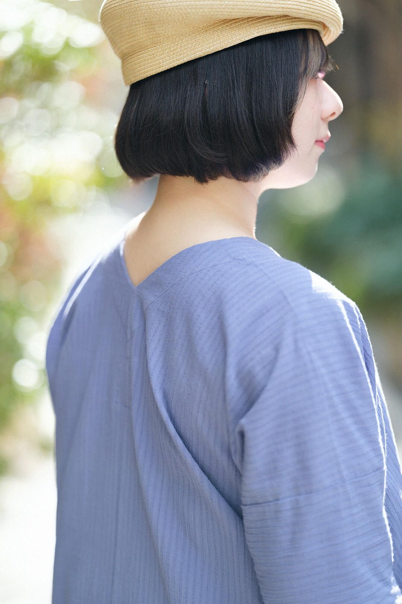 takashima chiku 40/20 akiha矩形领（Nuki Eri Chou Hokei）3/4袖/浅红色凯克天蓝色（USUBENIKAKE SORAIRO）