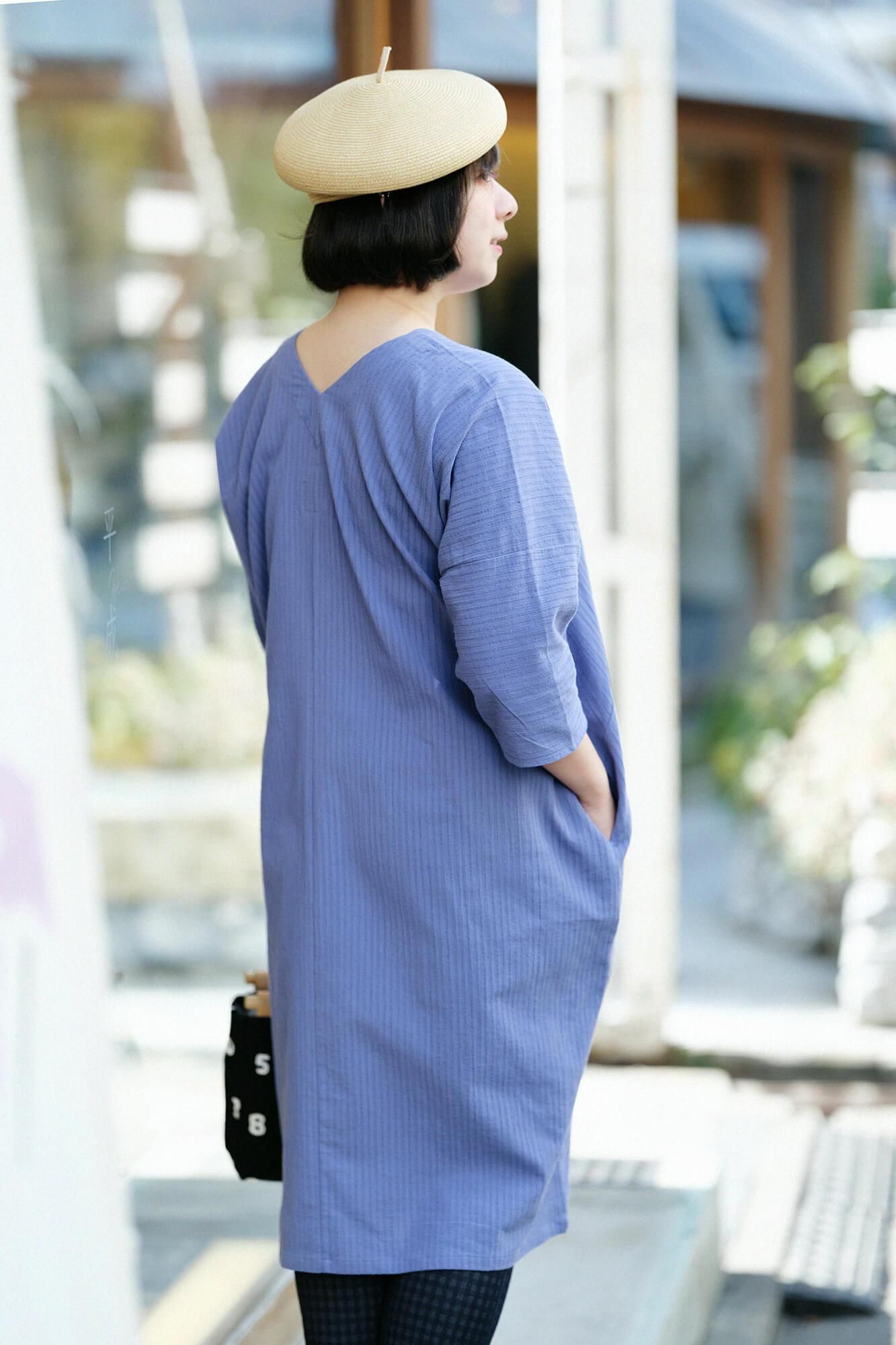 takashima chiku 40/20 akiha矩形领（Nuki Eri Chou Hokei）3/4袖/浅红色凯克天蓝色（USUBENIKAKE SORAIRO）