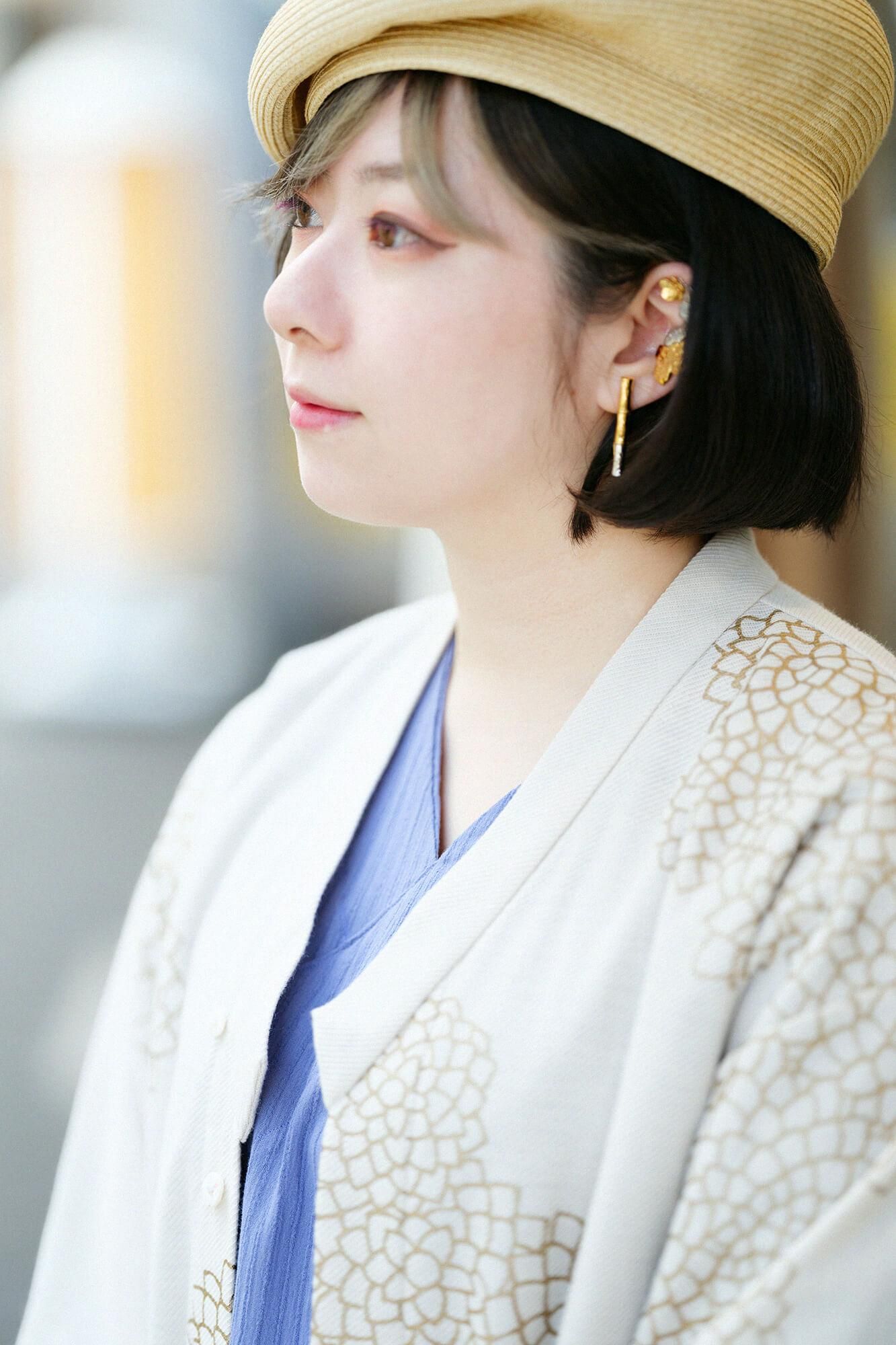 takashima chiku 40/20 akiha矩形领（Nuki Eri Chou Hokei）3/4袖/浅红色凯克天蓝色（USUBENIKAKE SORAIRO）