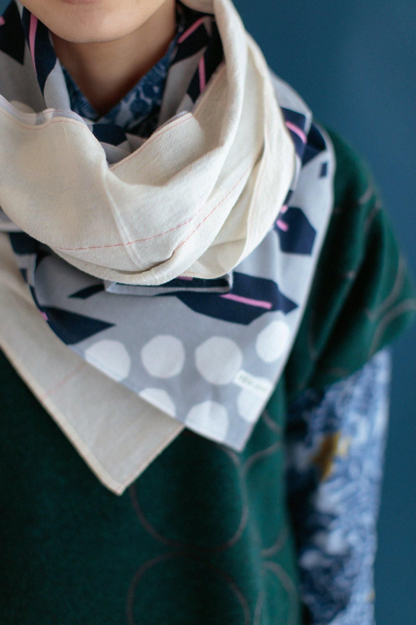 伊勢木棉圍巾／南天竹 白色2