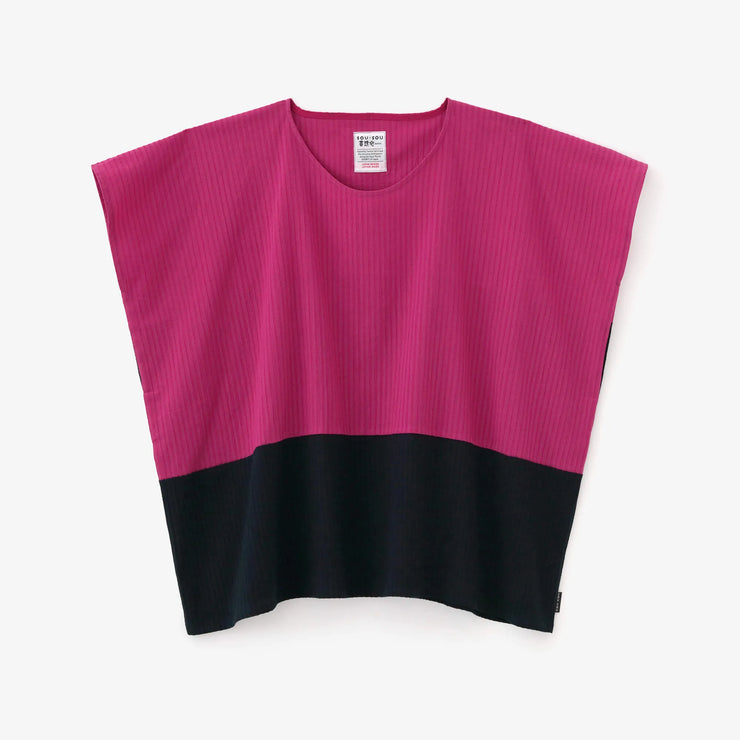 Chizimi Cotton 40/20 Akiha Square Top Bi-color / Dark Pink×Dark Blue