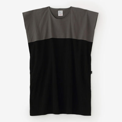 【net limited】Chizimi Cotton 40/20 Akiha Rectangular Dress Bi-color / Charcoal Grey x Black