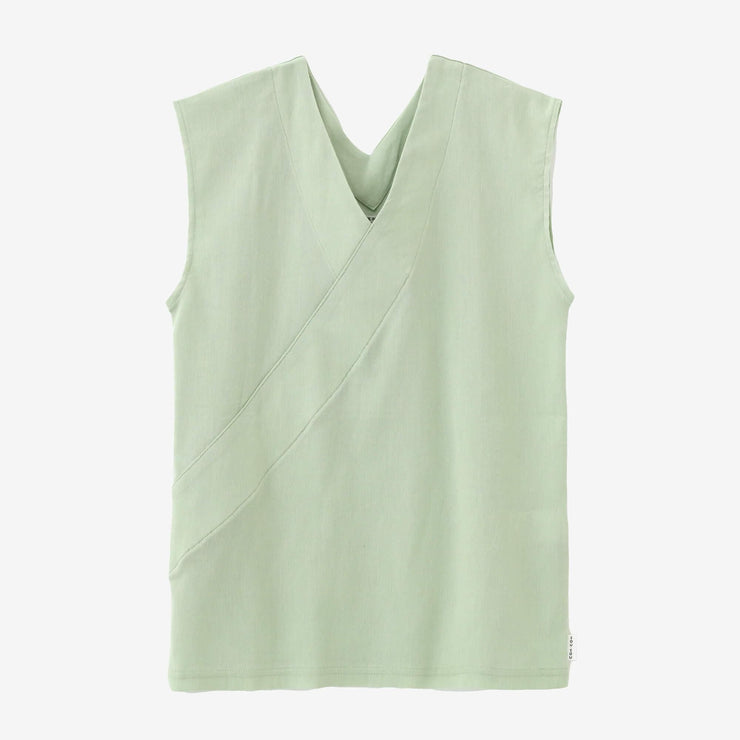 Chizimi Cotton 40/40 V-neck Shirt / Light Celadon