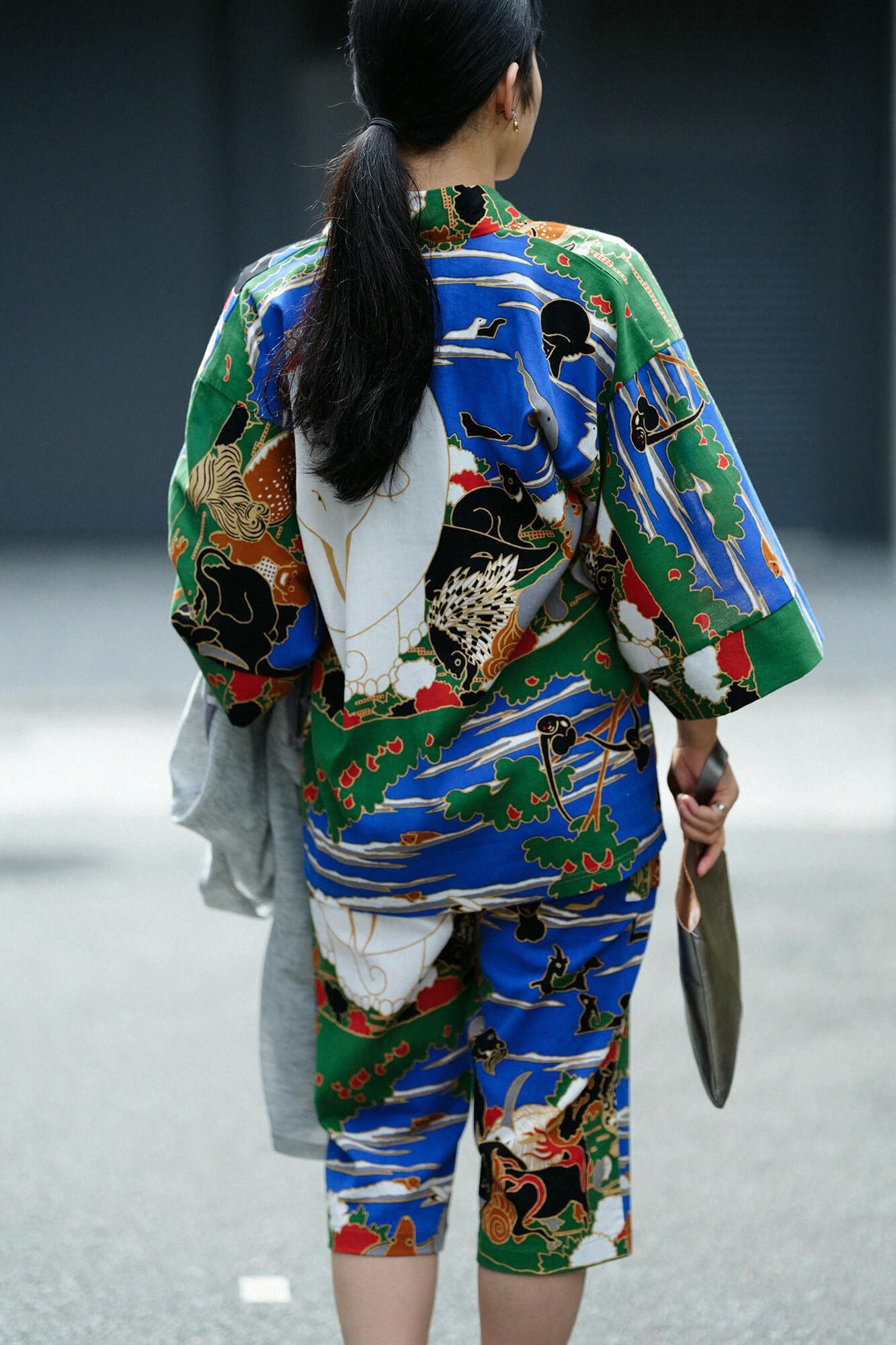 高島縮棉 40/40風靡 上衣／伊藤若冲 鳥獸花木圖屏風 再現