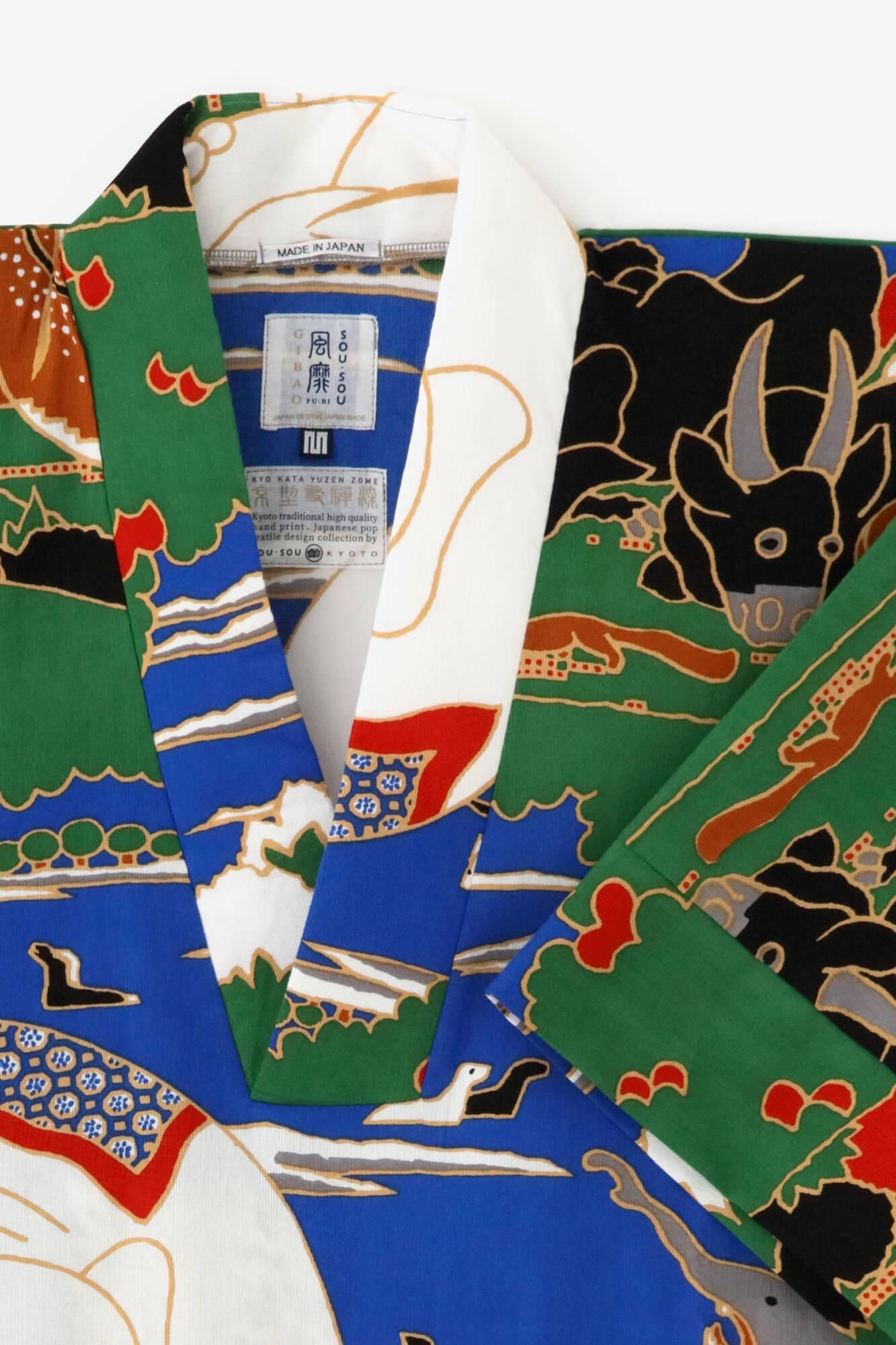 高島縮棉 40/40風靡 上衣／伊藤若冲 鳥獸花木圖屏風 再現