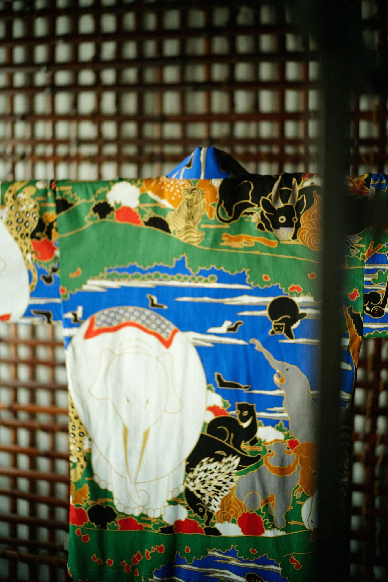 高島縮棉 40/40風靡 上衣／伊藤若冲 鳥獸花木圖屏風 再現