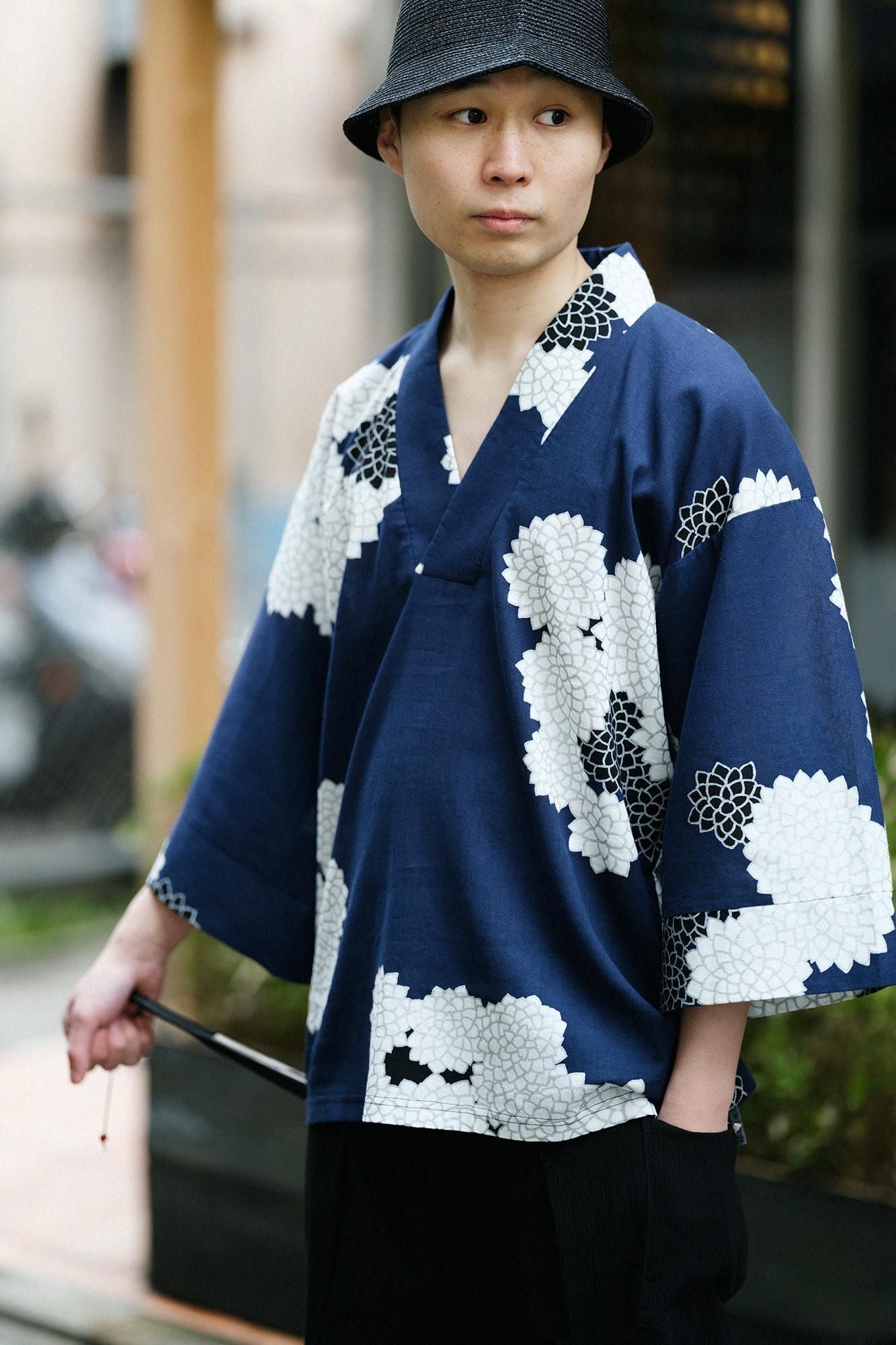 高島縮棉 40/40風靡 上衣／雲間菊 良夜