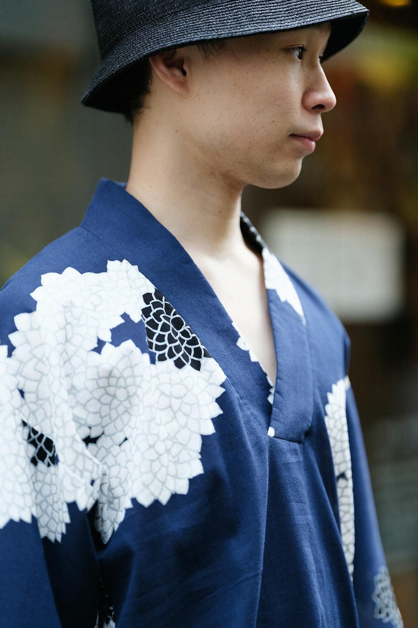 高島縮 40/40 風靡（ふうび） 上／雲間（くもま）に菊 良夜（りょうや）