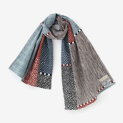 Isemomen Cotton Short Scarf / Lines and Dots Katsura 2