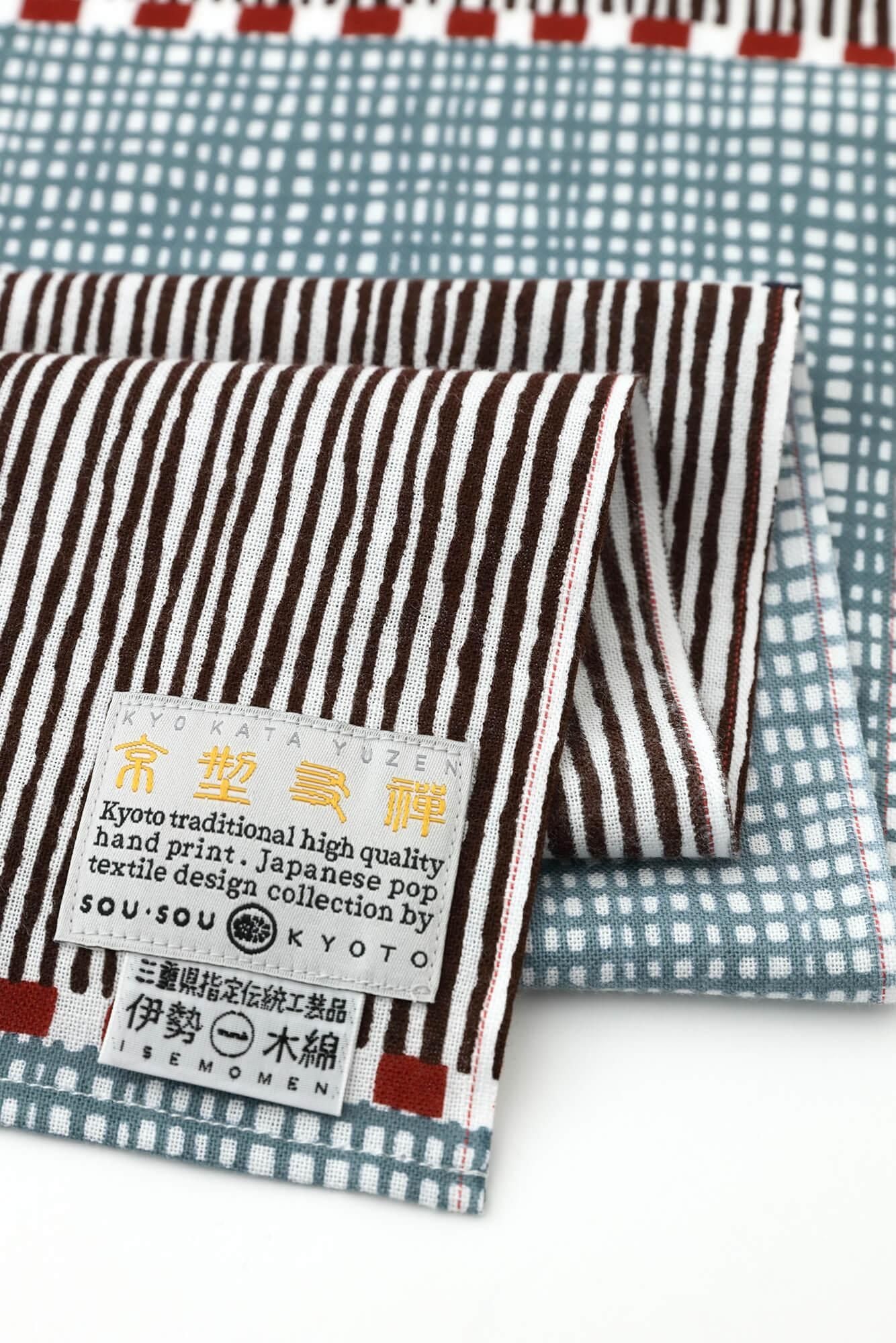 Isemomen Cotton Short Scarf / Lines and Dots Katsura 2