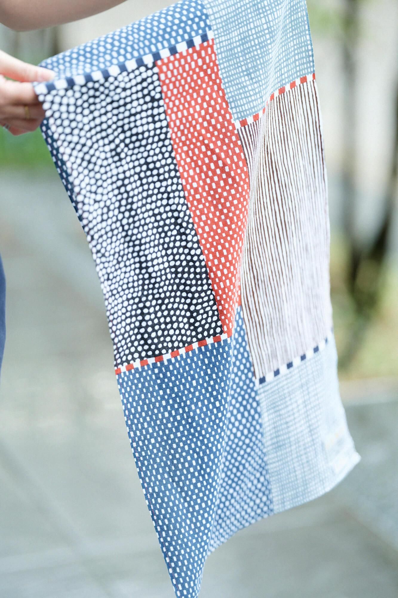 Isemomen Cotton Short Scarf / Lines and Dots Katsura 2