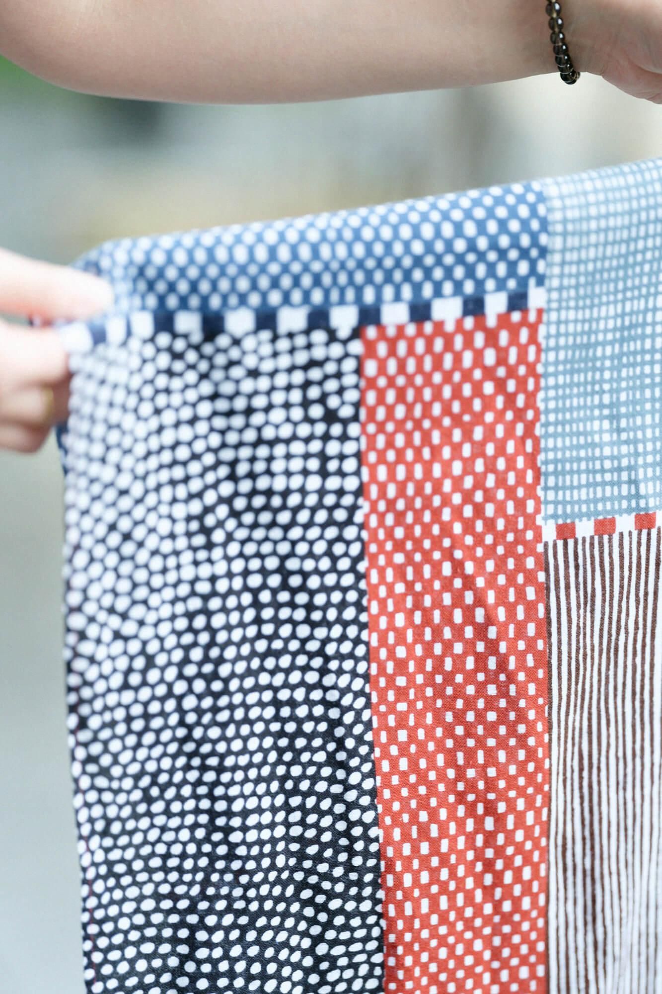 Isemomen Cotton Short Scarf / Lines and Dots Katsura 2