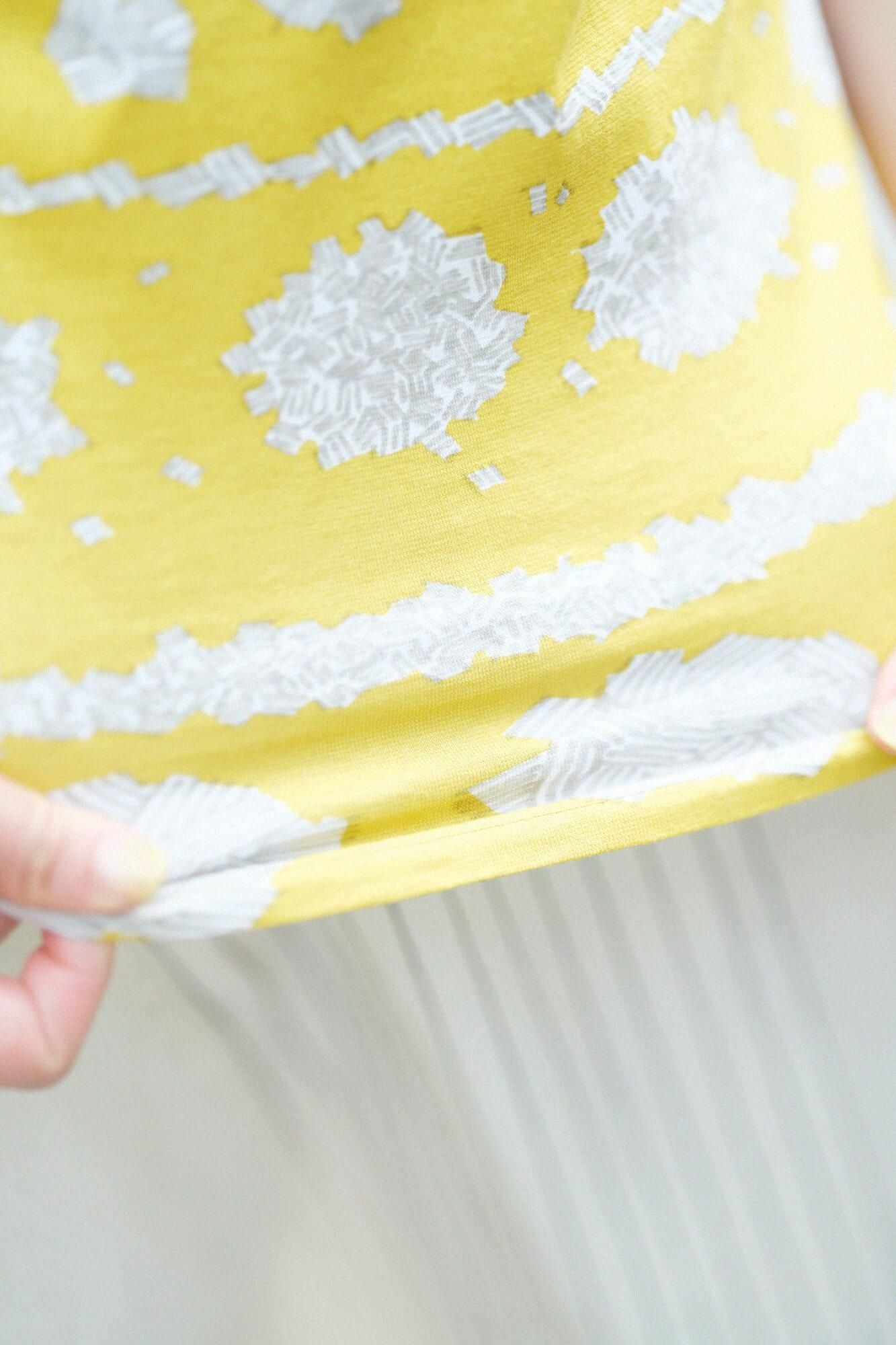 和服領短袖上衣／白三葉花