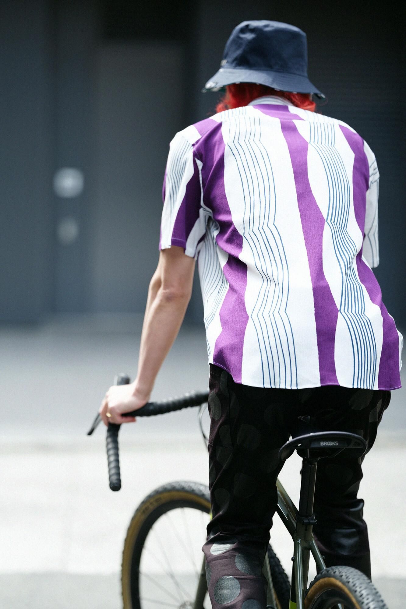 【net limited】Chizimi Cotton 20/20 Stand Collar Short Sleeve Shirt / First Day of Autumn