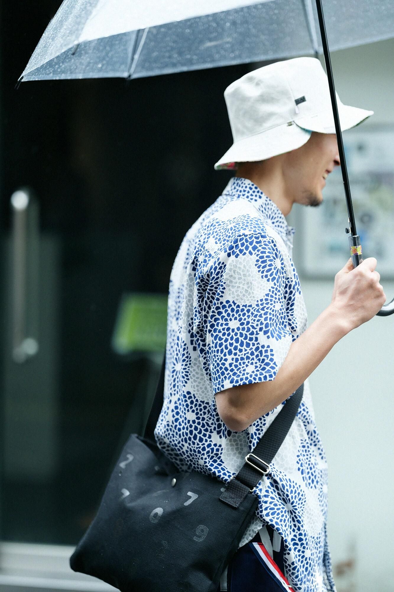 【net limited】Chizimi Cotton 20/20 Short Sleeve Shirt / Chrysanthemum Seifu