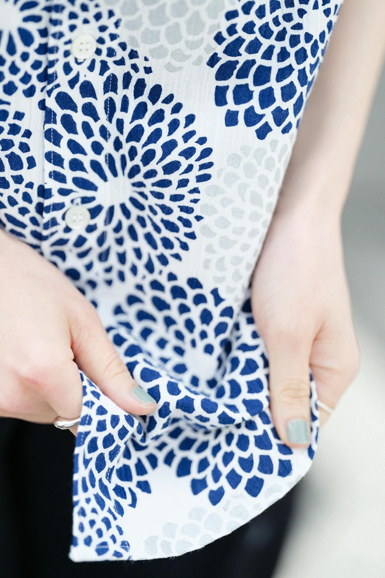 【net limited】Chizimi Cotton 20/20 Short Sleeve Shirt / Chrysanthemum Seifu