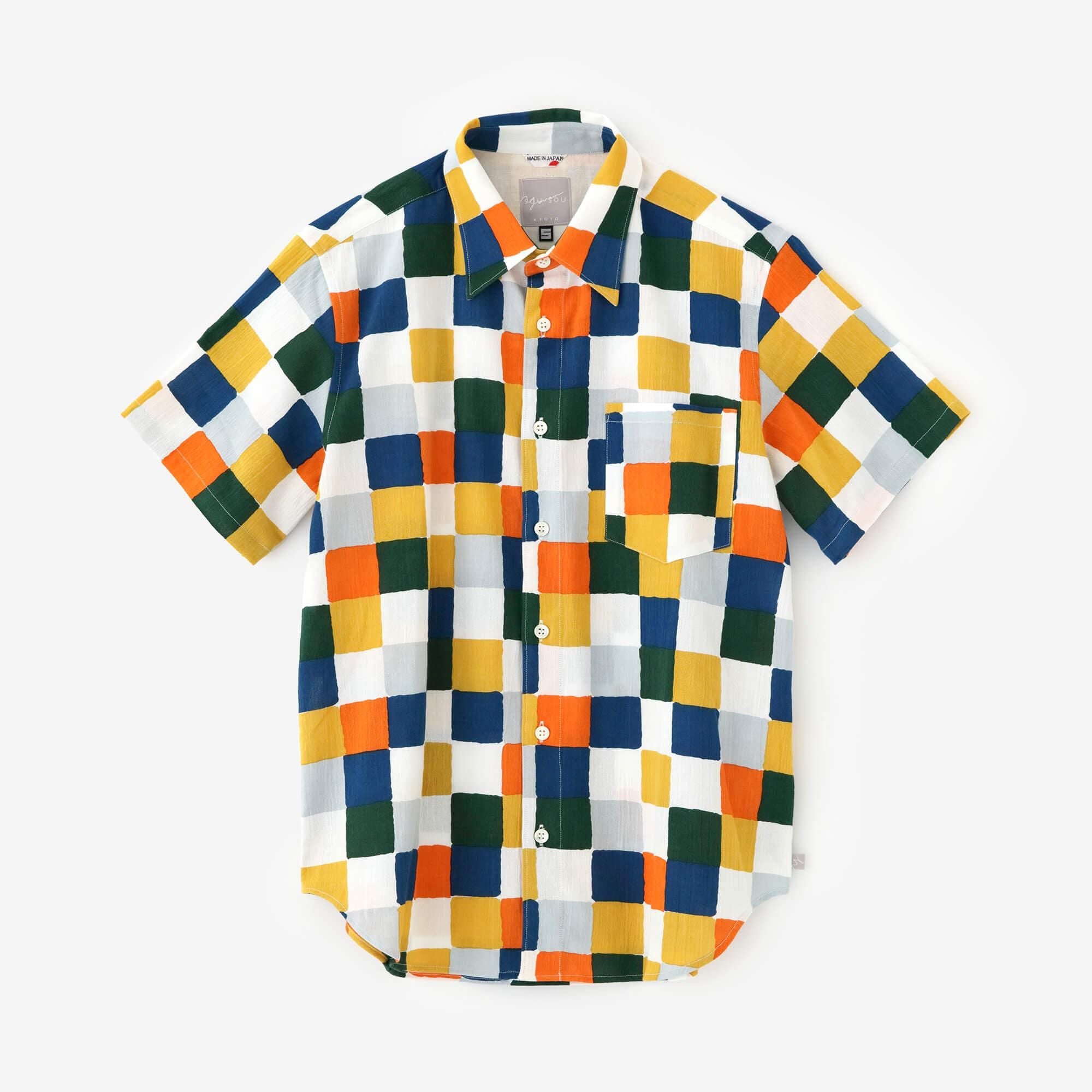 高島縮 20/20 半袖シャツ／日々（ひび） 朝茶事（あさちゃじ）