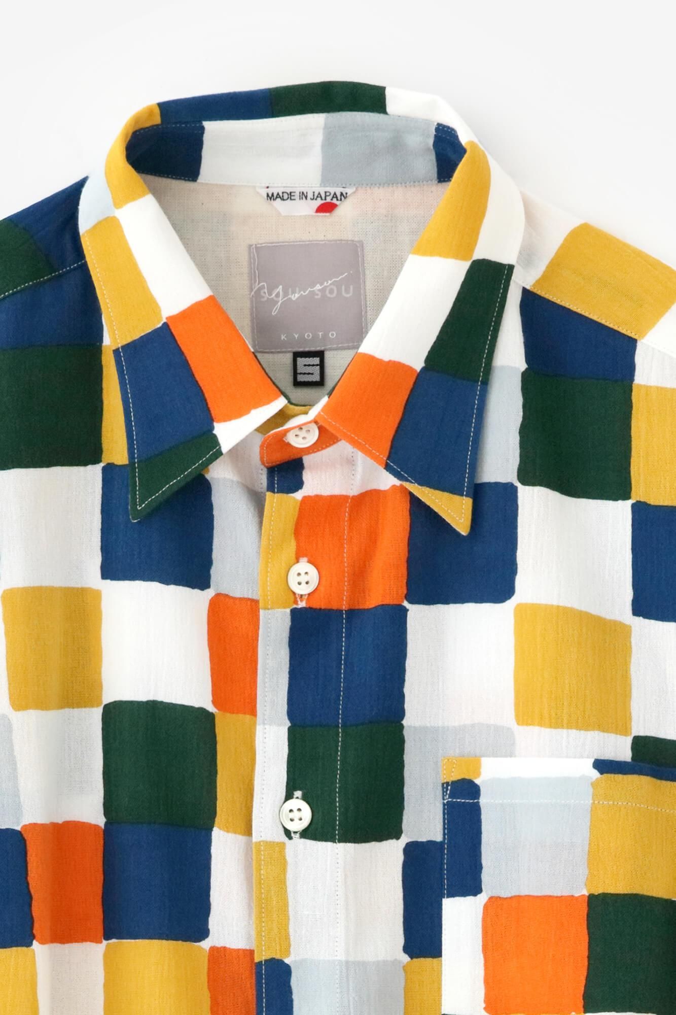 【網路限定】高島縮棉 20/20短袖襯衫/日常 朝茶事