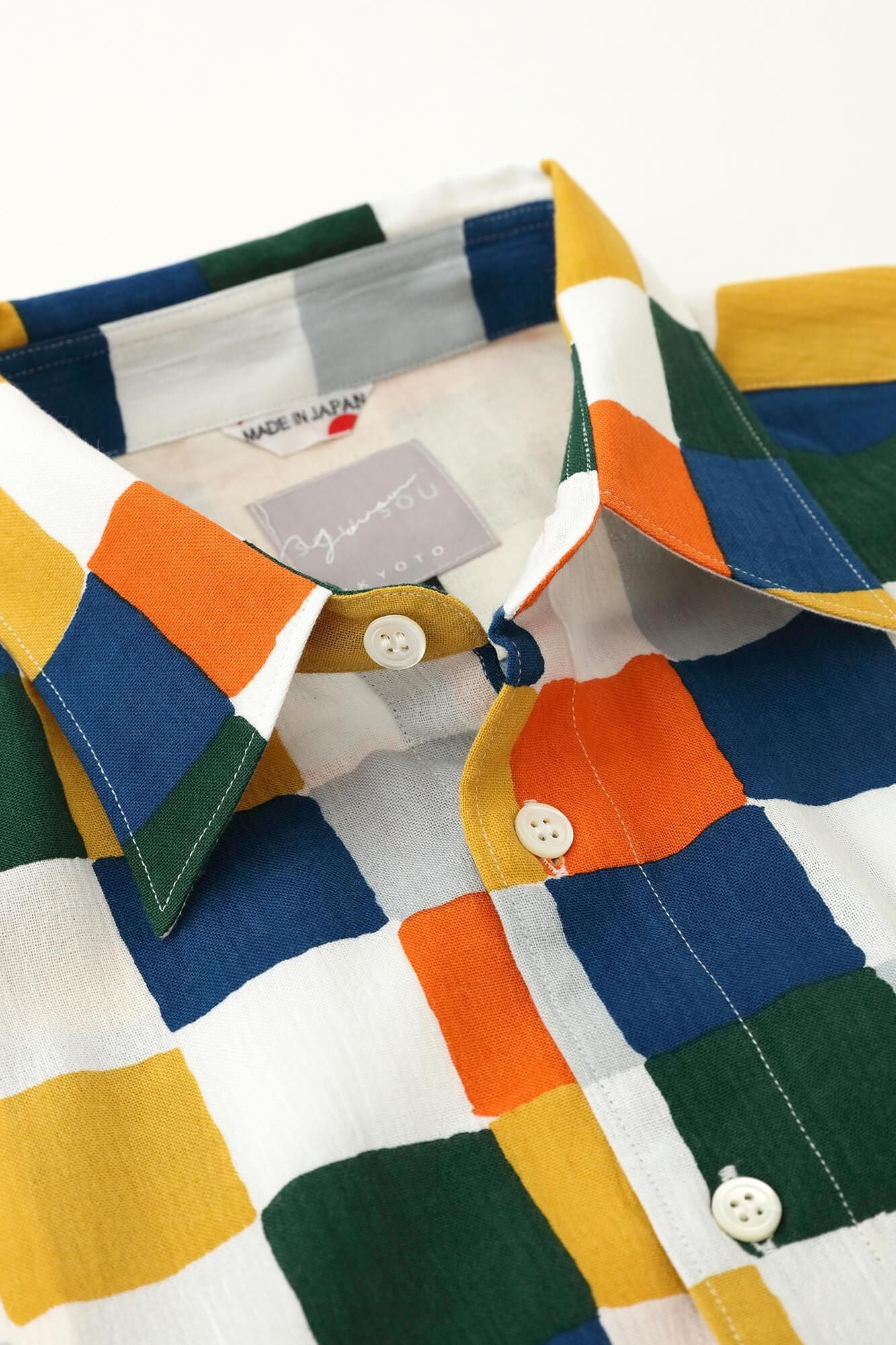 【網路限定】高島縮棉 20/20短袖襯衫/日常 朝茶事