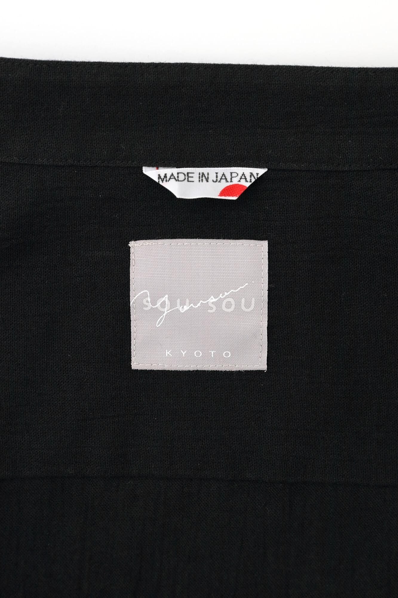 Chizimi Cotton 20/20 HN Gran Shirt Dress Elbow Length Sleeve / Black