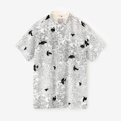 Chizimi Cotton 20/20 Stand Collar Short Sleeve Shirt SP / Twittering