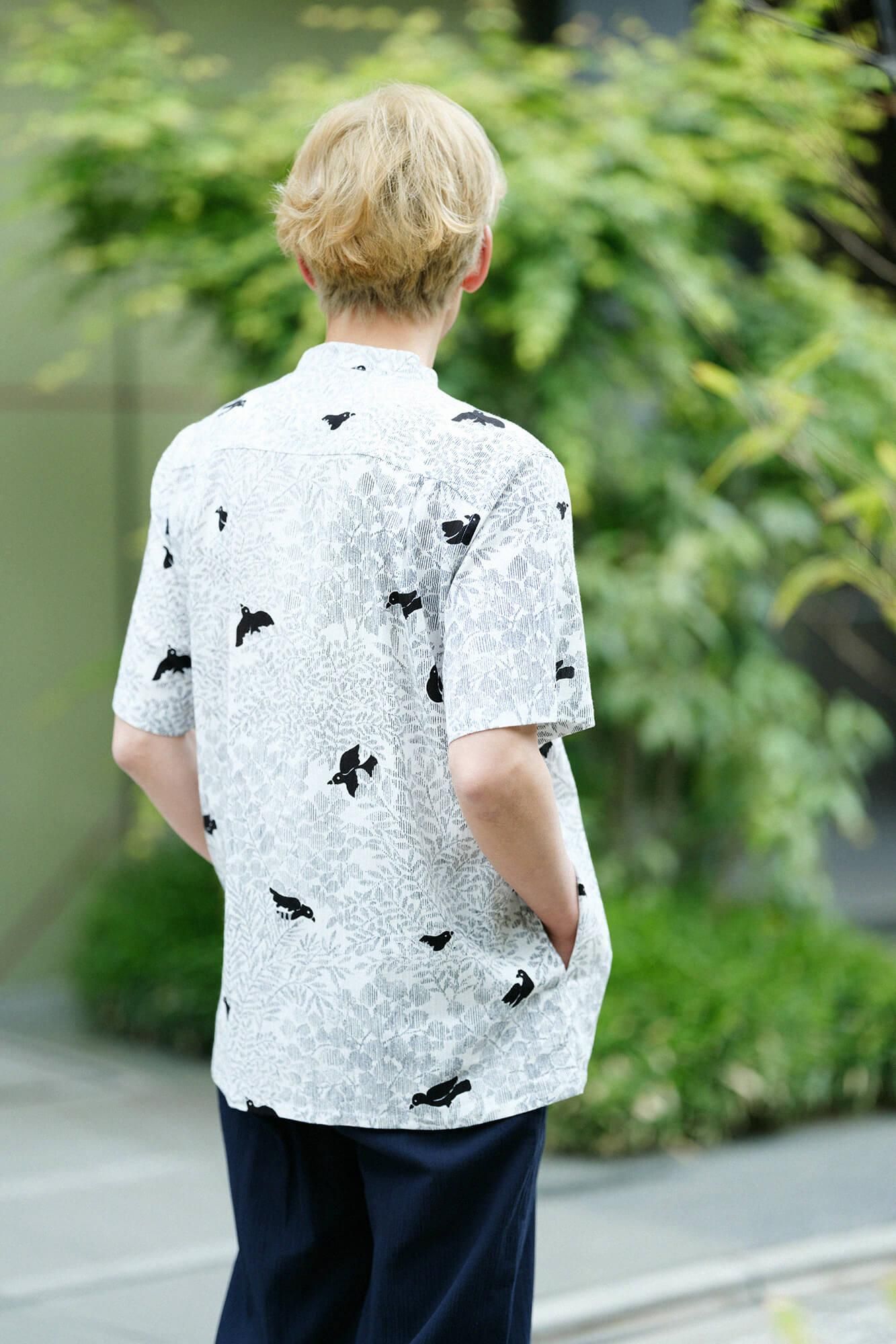 早い者勝ち✨最終SALEブラント✖️ｈ&O ラストショット　タンカラーフルセット 高島縮 20/20 スタンドカラー半袖シャツ SP／さえずり