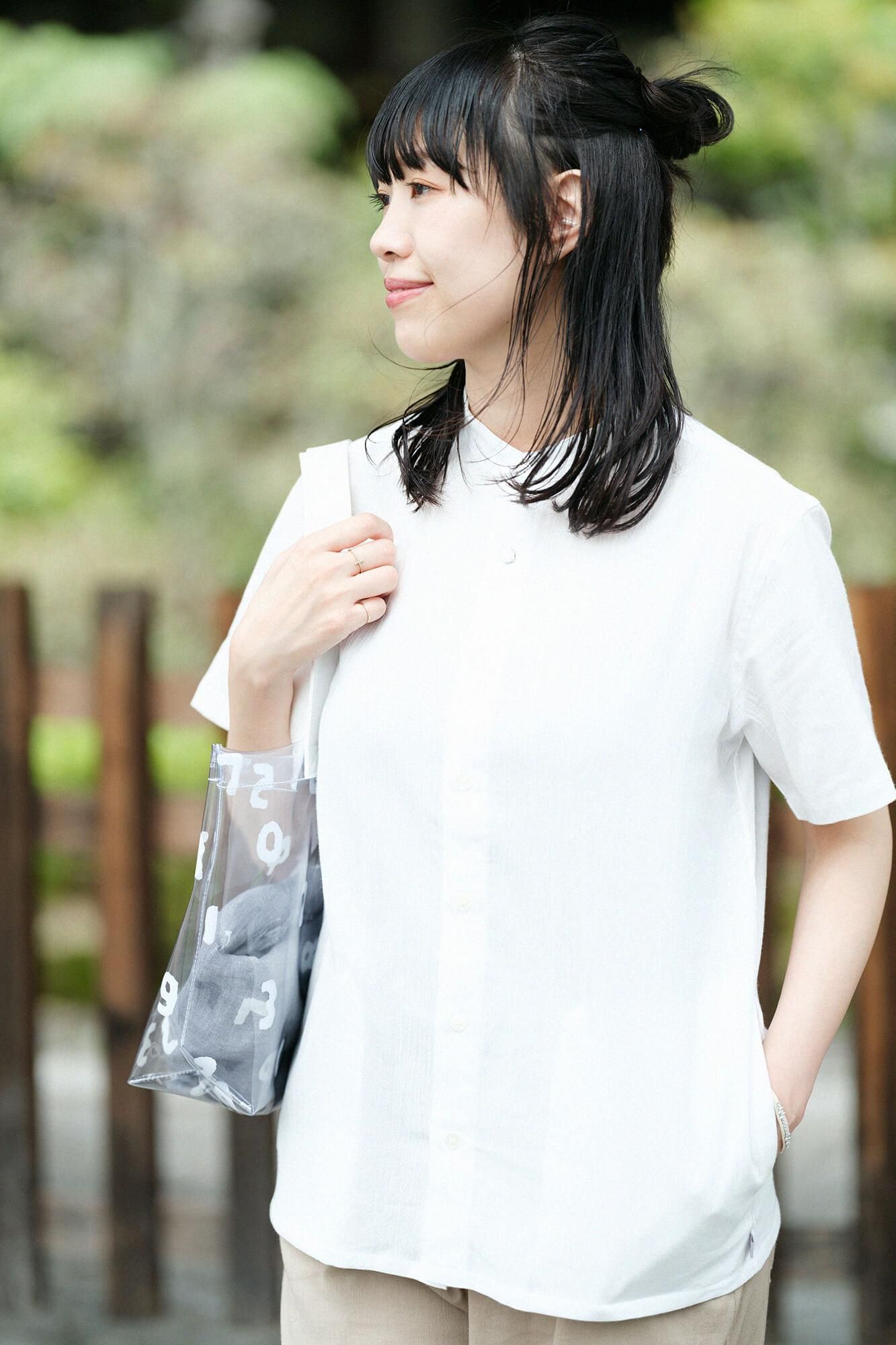 Chizimi Cotton 20/20 Stand Collar Short Sleeve Shirt SP / White