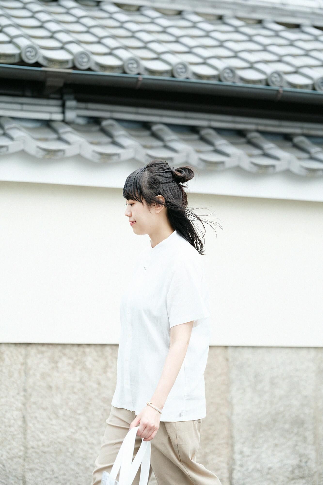 Chizimi Cotton 20/20 Stand Collar Short Sleeve Shirt SP / White