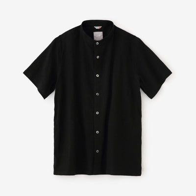 Chizimi Cotton 20/20 Stand Collar Short Sleeve Shirt SP/ Black