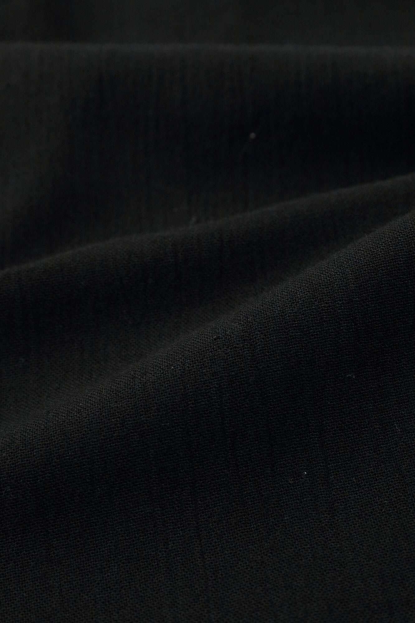 高島縮棉 20/20立領短袖襯衫 SP /黑色