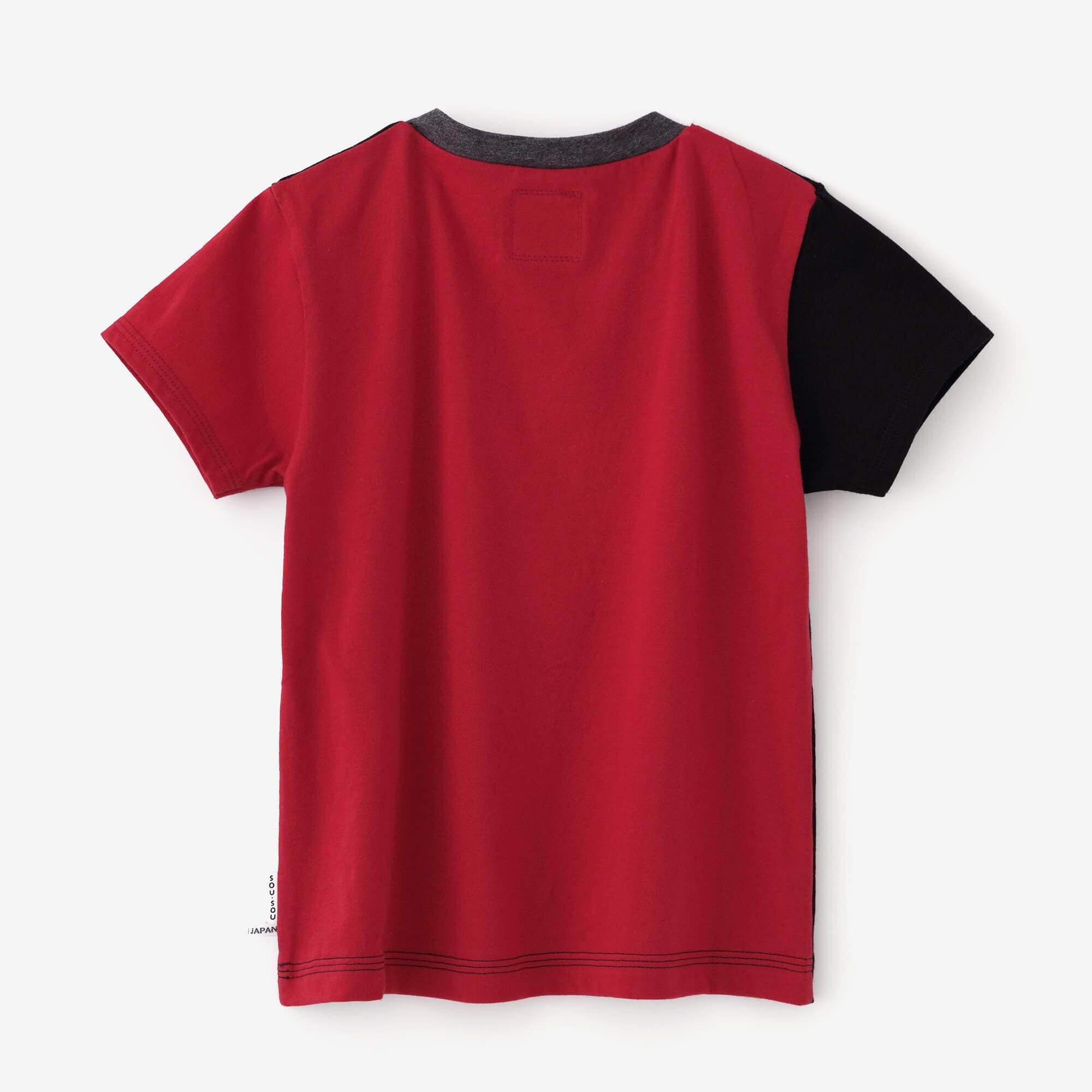 【net Limited 20%OFF】● Square Neck T-shirt Bi-color / Black × Red