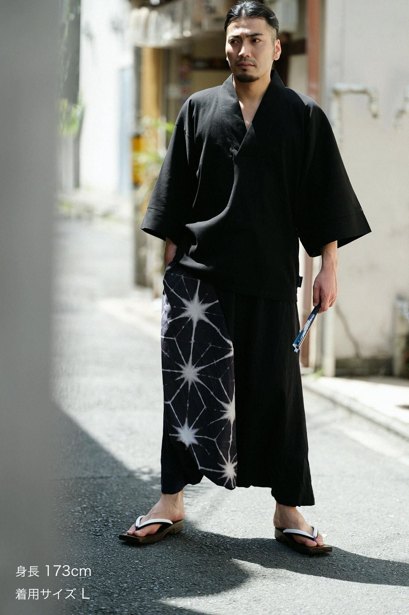 田端紮染 伊勢木棉 20/20 麻混紡 富士（飛鼠褲）雪花麻葉