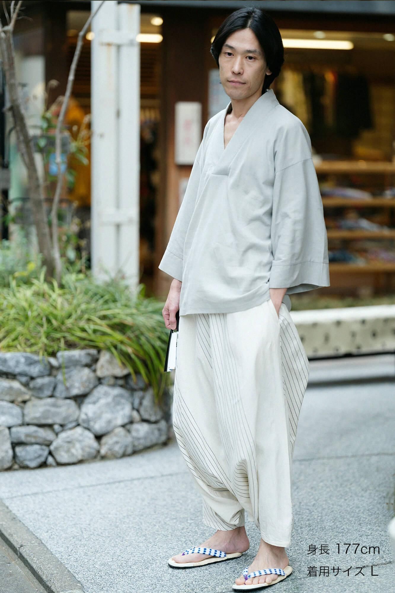 Isemomen Cotton 20/20 Fuji Pants 2.0/ Half Striped Raw White