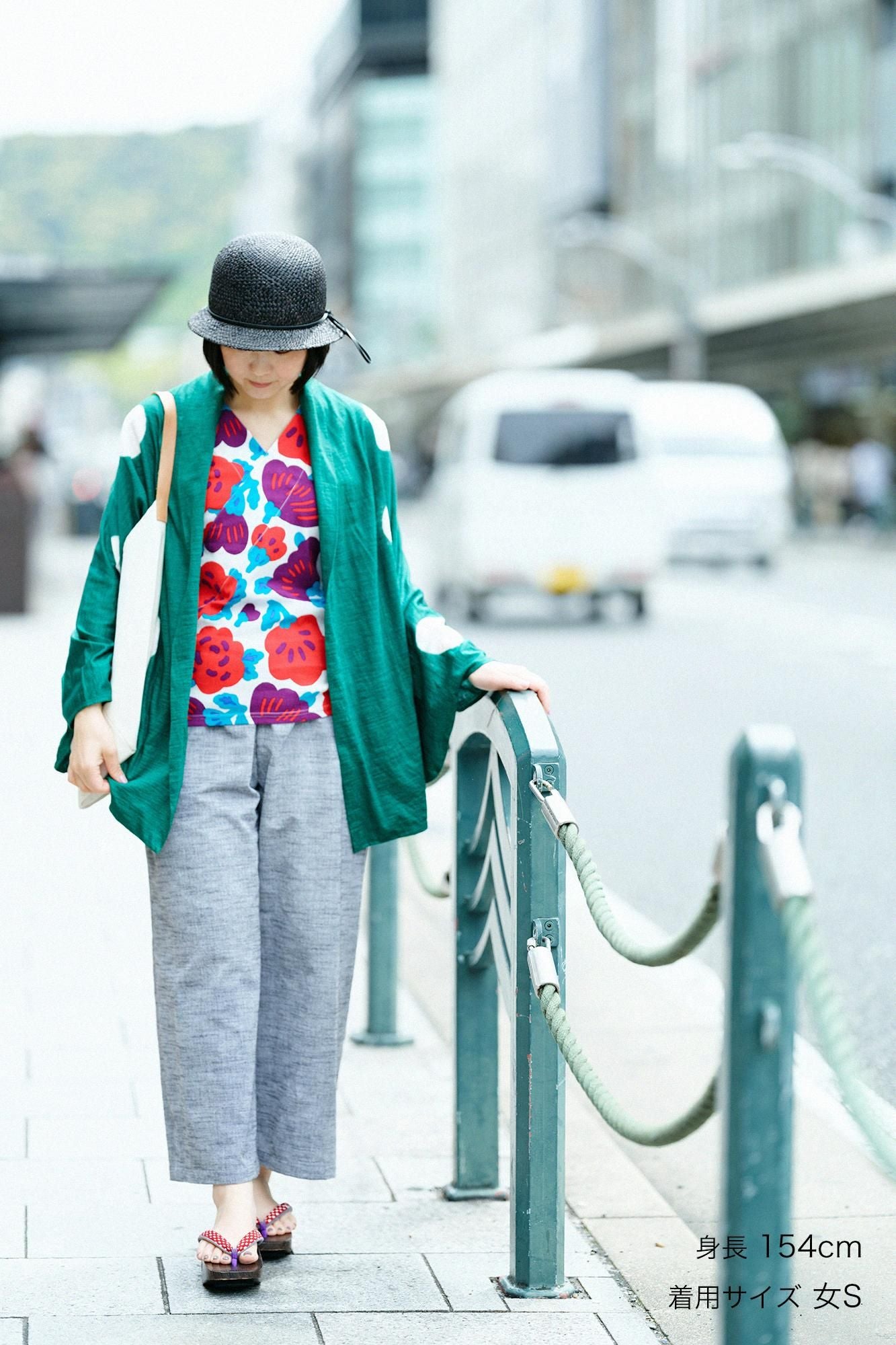 久留米絣 帯もんぺ／すいぎょく 濡羽色（ぬればいろ）×杢灰（