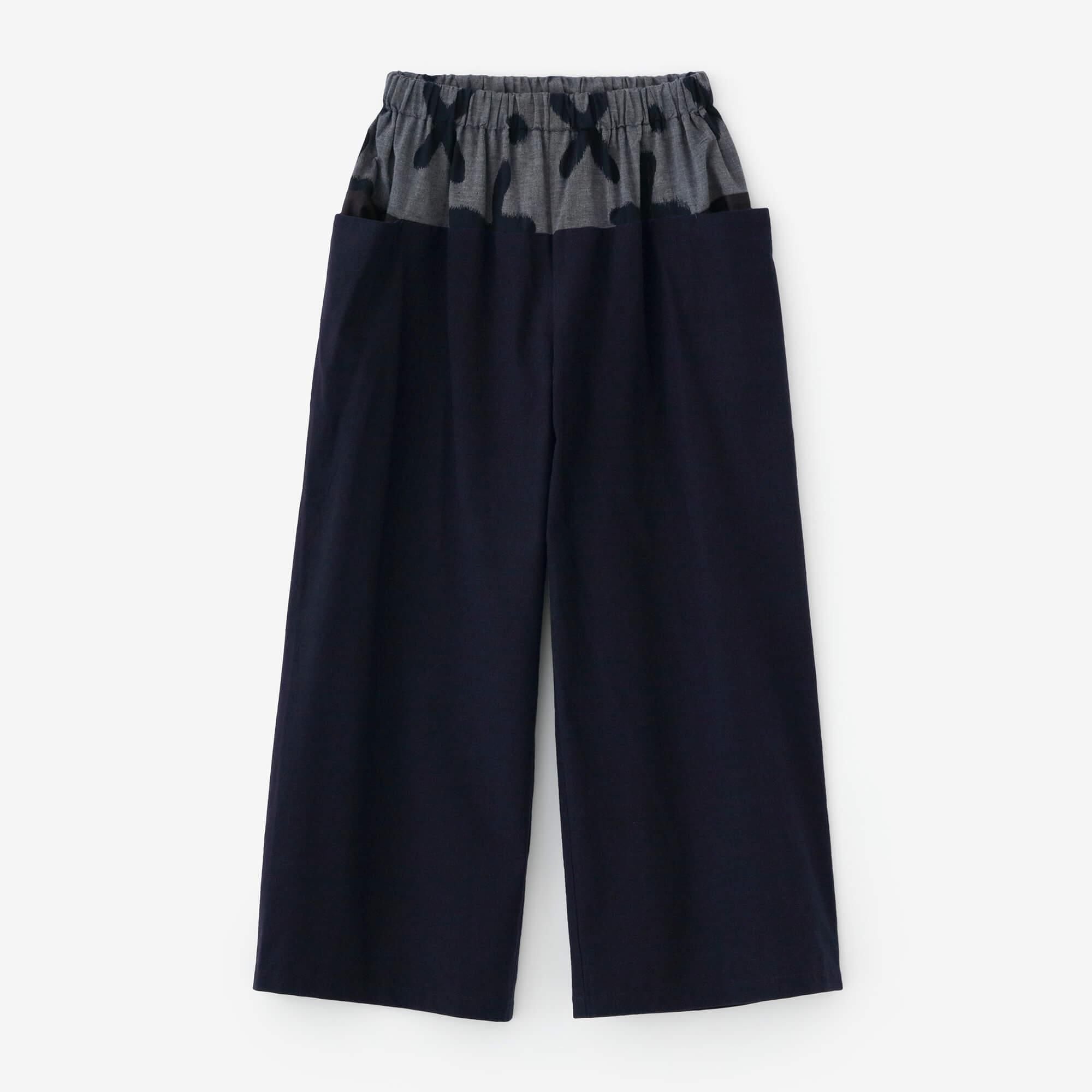 Kurume Kasuri Obi Style Pant / Suzushiroso Greyish Blue x Dark Blue